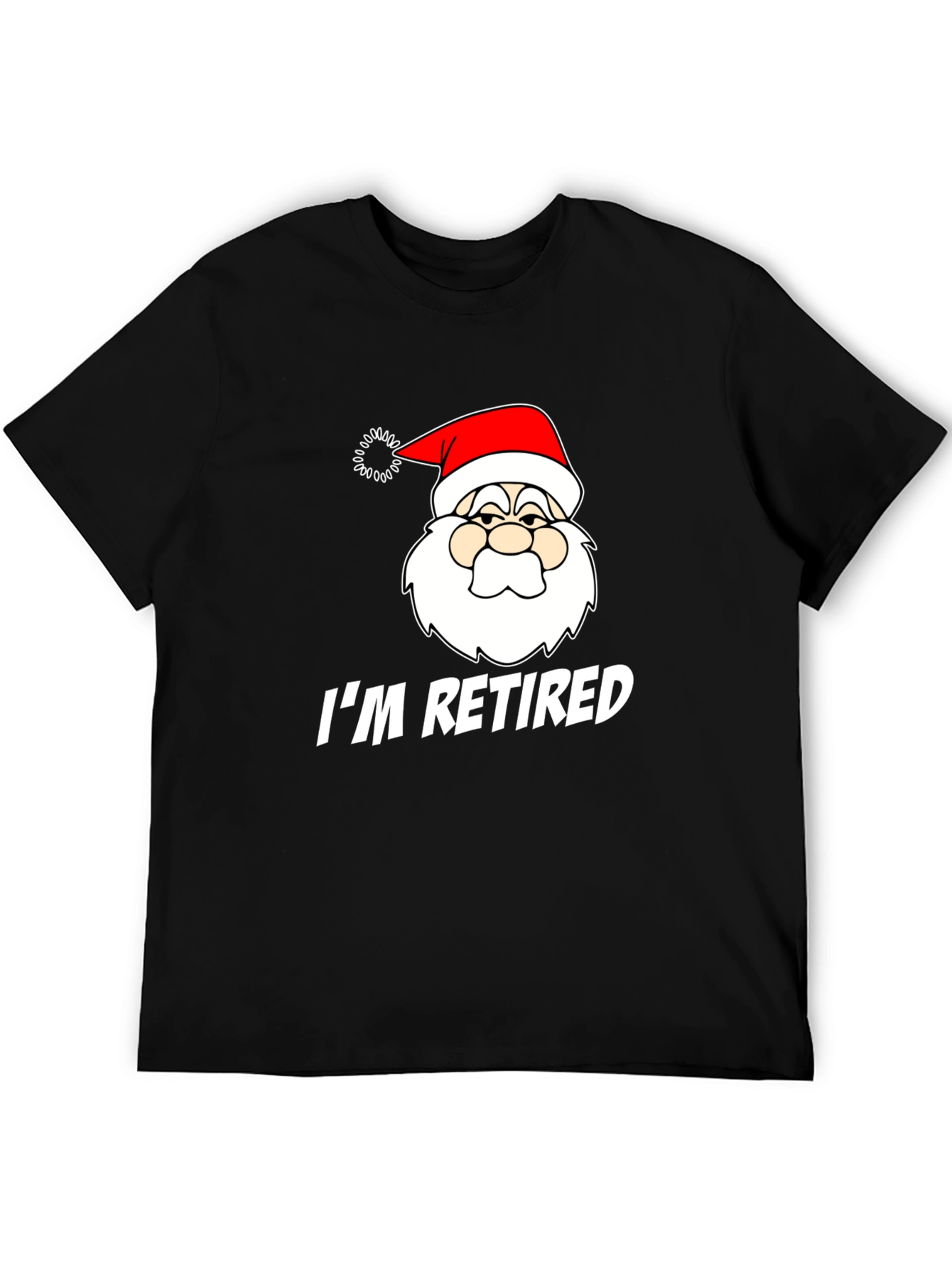 Black Funny Santa I'm Retired Black T-Shirt view 5