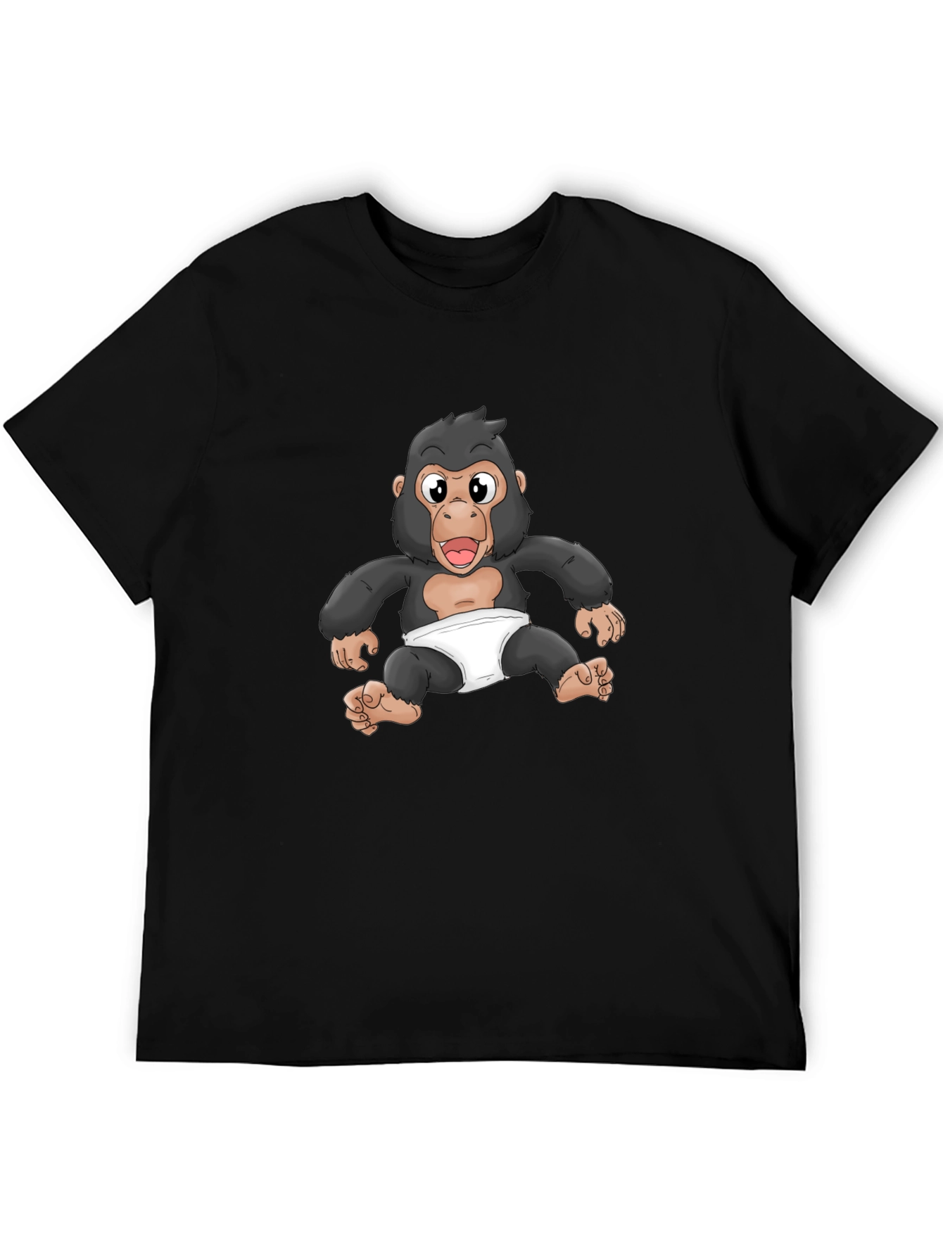 Black Baby Gorilla Graphic Tee - Black Cotton T-Shirt view 5