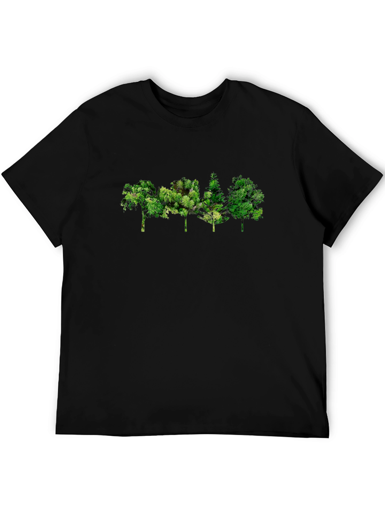 Black Men's Black Tree Graphic Tee - Nature Inspired Design view 5