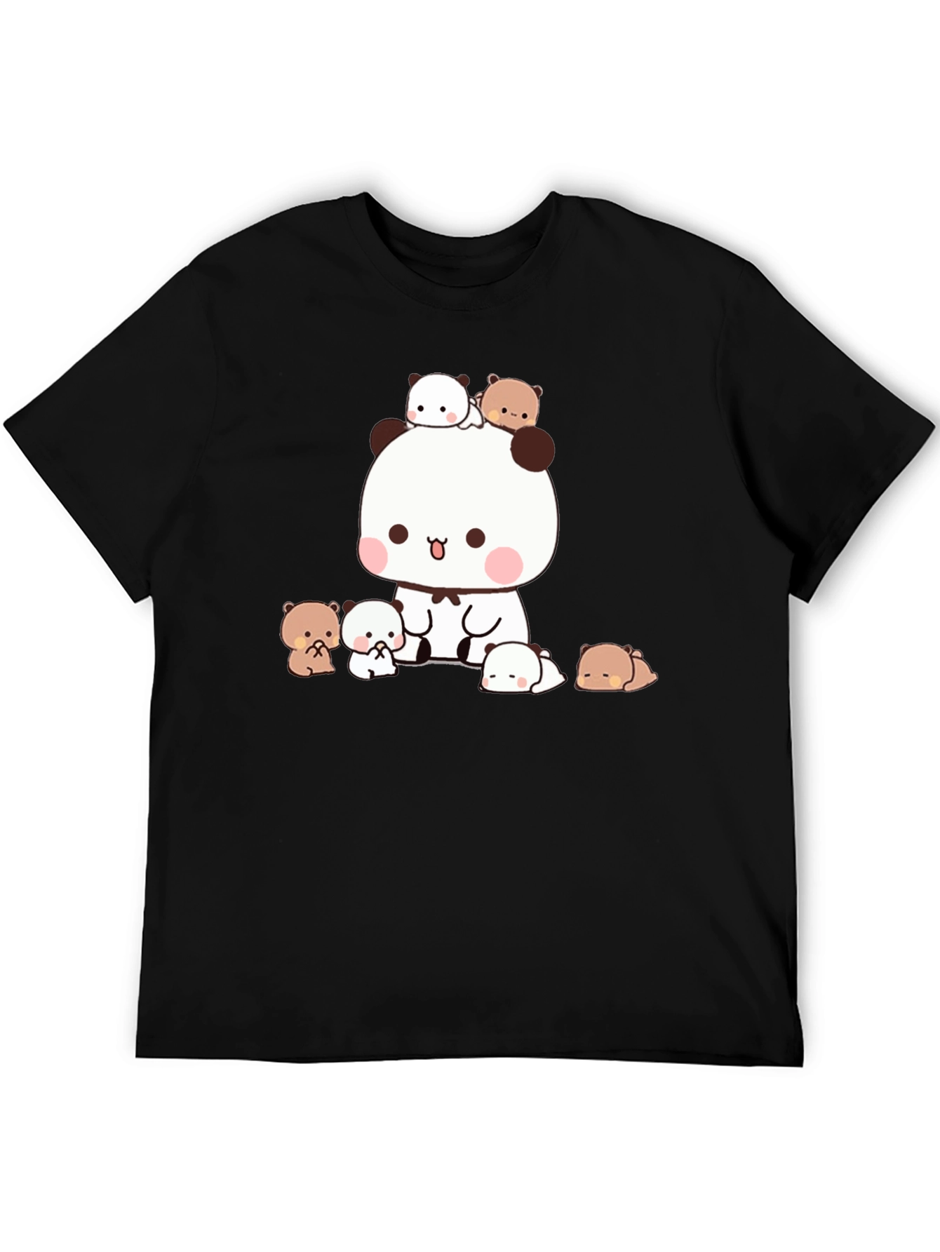 Black Cute Panda & Bear Graphic Tee - Black view 5