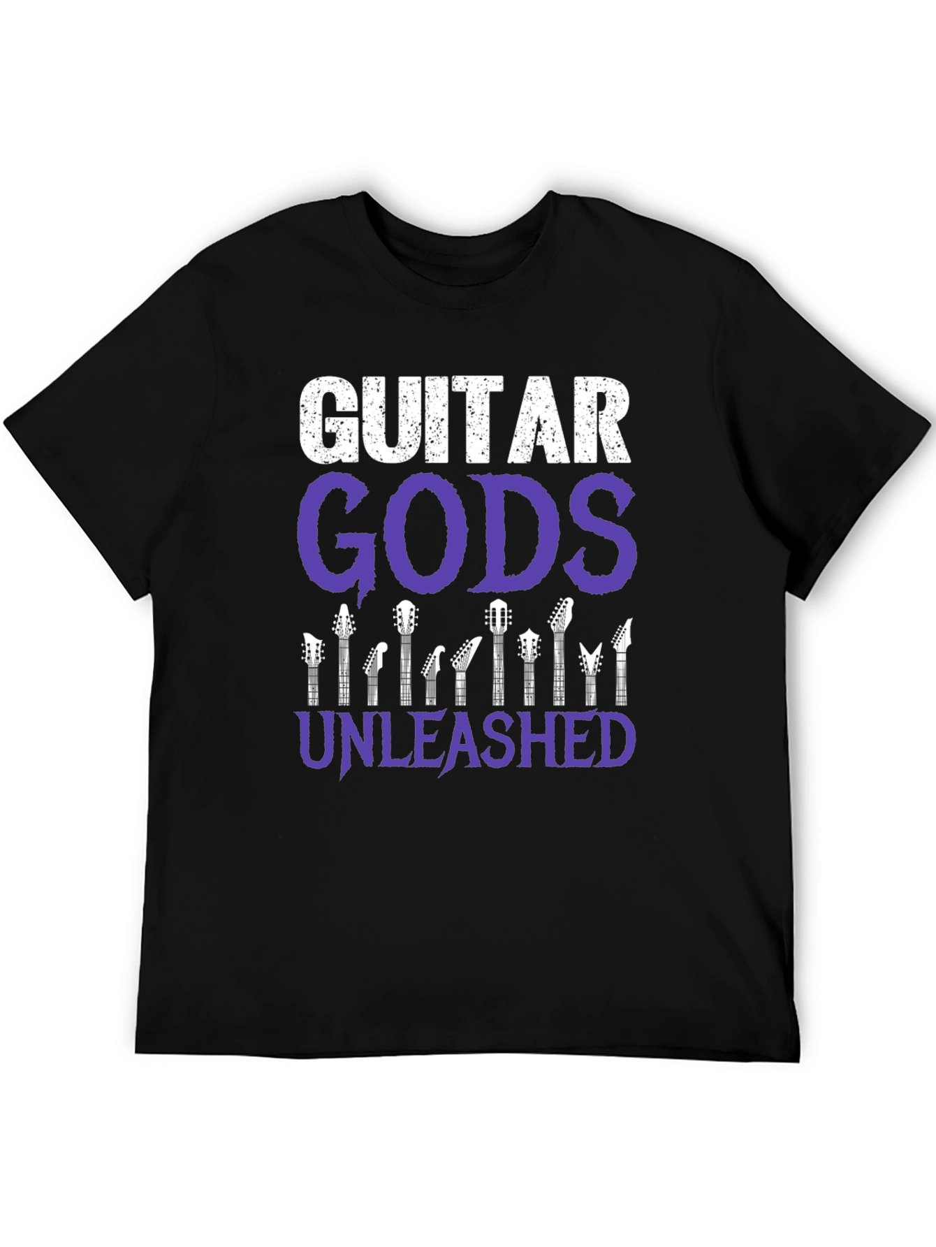 Black Guitar Gods Unleashed Graphic Tee - Black Cotton T-Shirt view 5