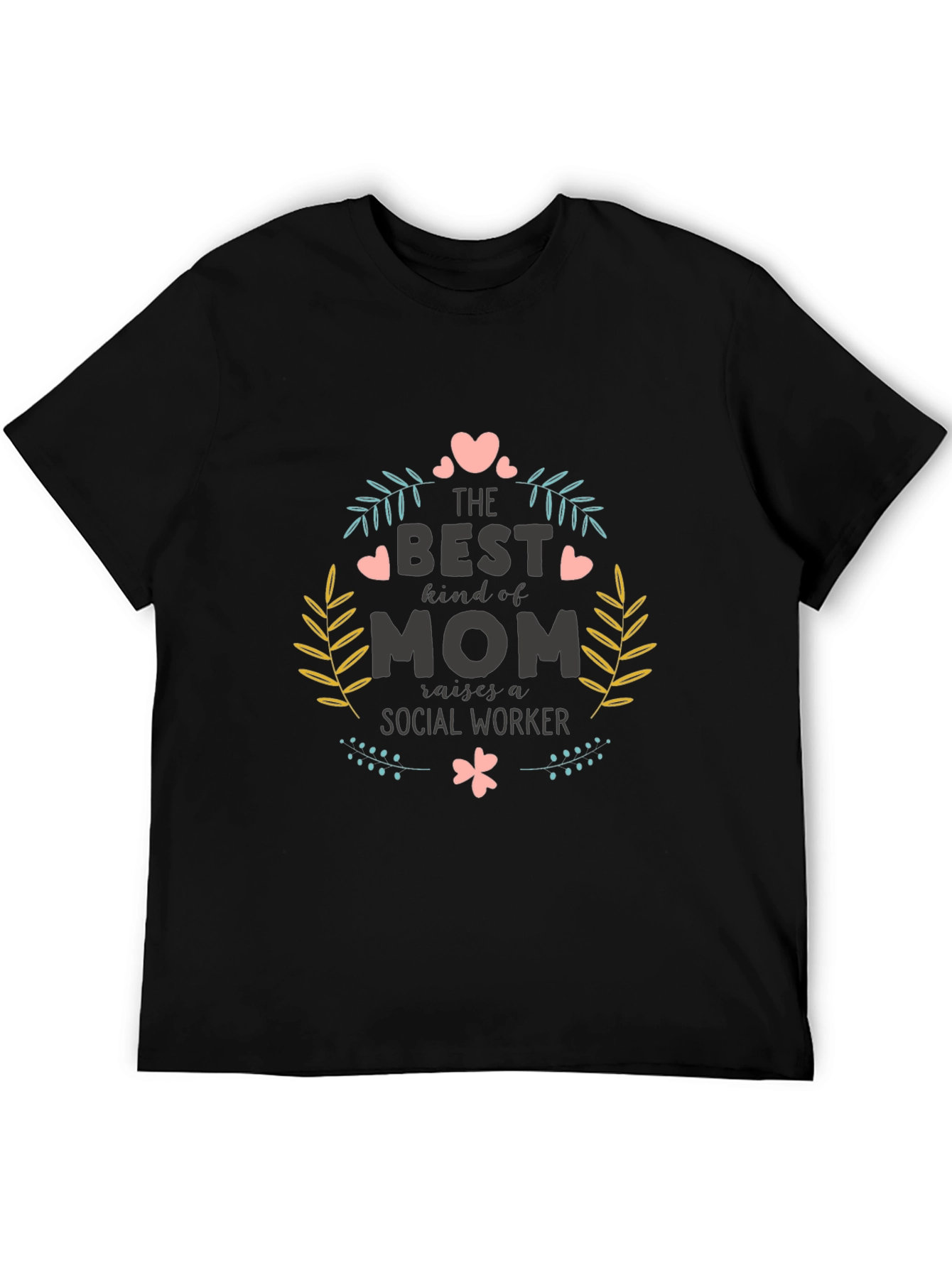 Black Best Kind of Mom Social Worker Graphic T-Shirt view 5