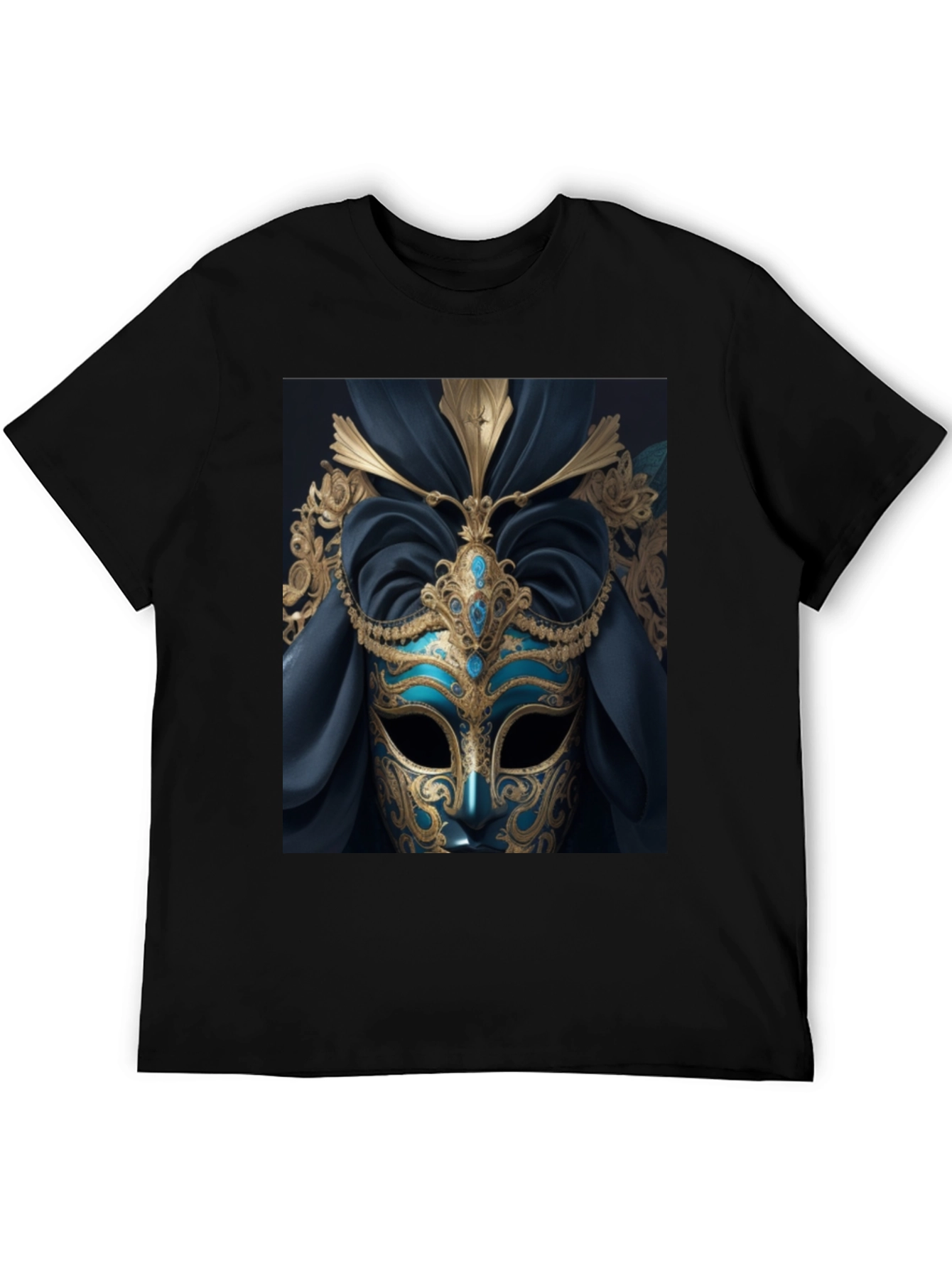 Black Mystic Masquerade T-Shirt - Unique Artistic Design view 5