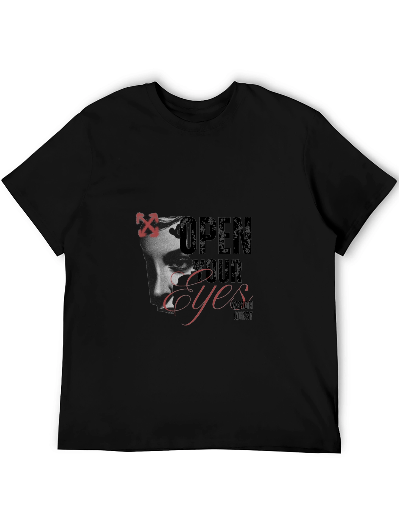 Black Open Your Eyes Graphic Print Black T-Shirt view 5