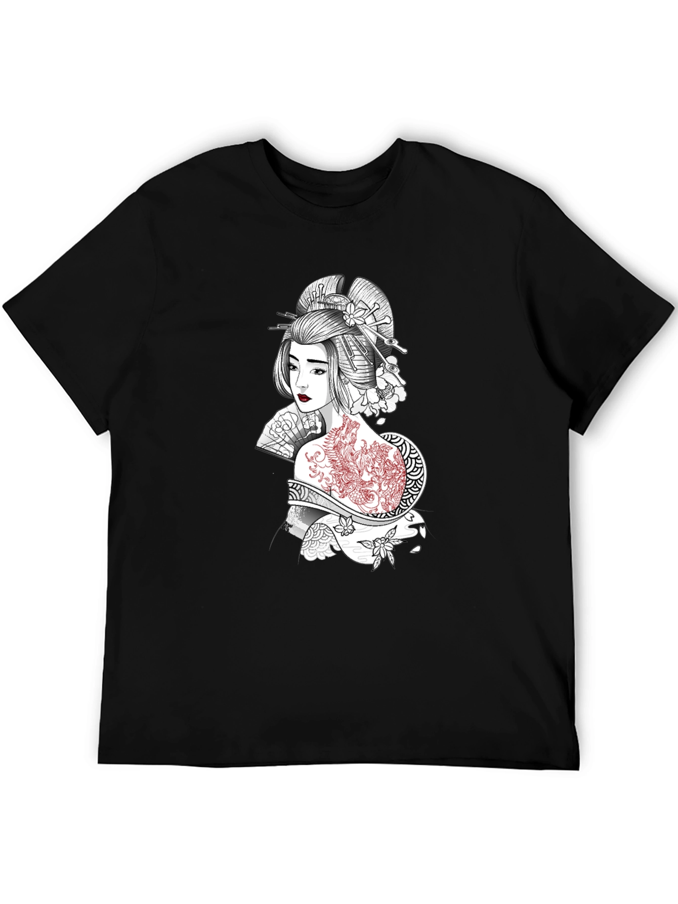 Black Geisha Graphic Print Black T-Shirt view 5