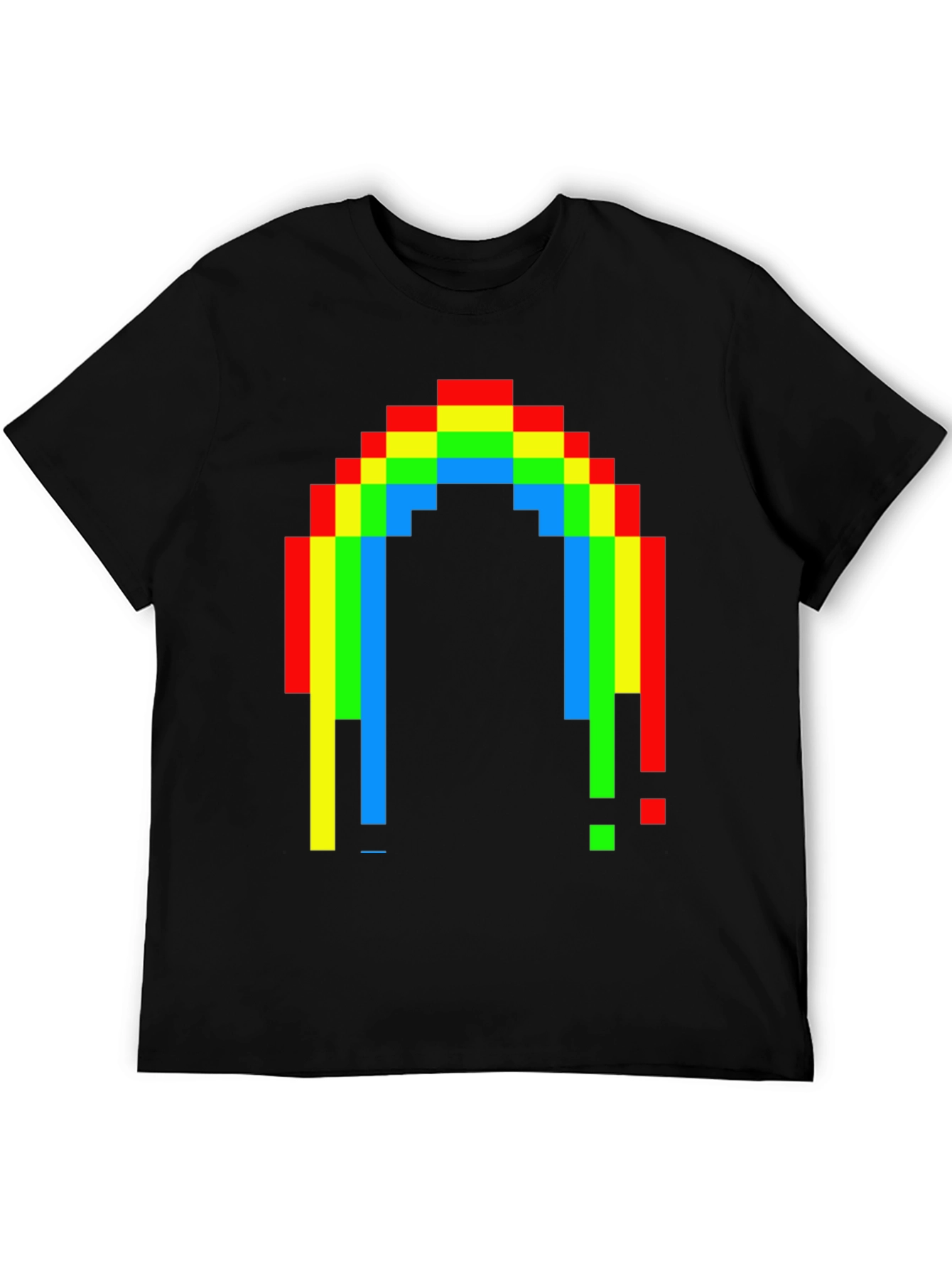 Black Pixel Rainbow Graphic Tee - Black Cotton Blend view 5