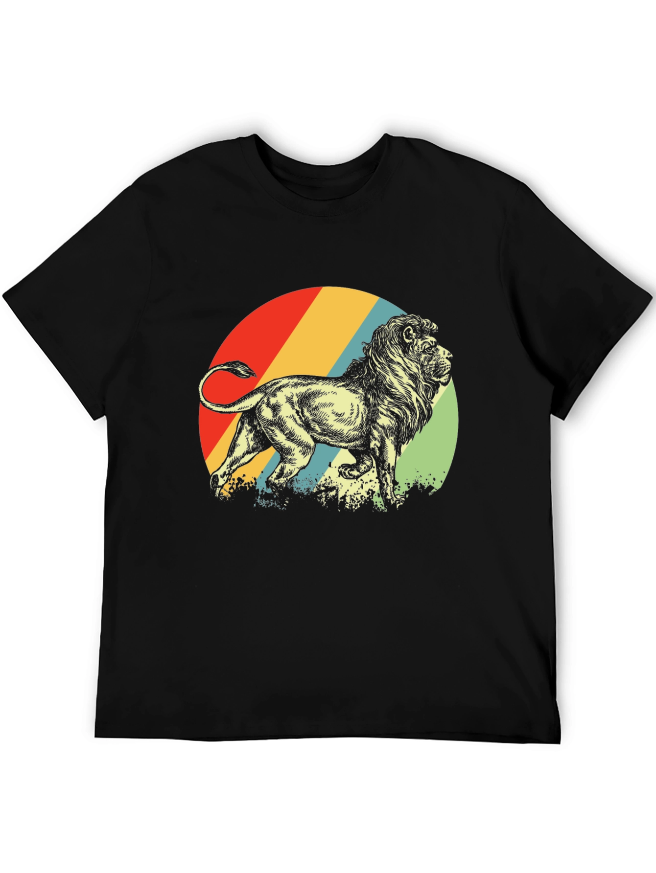 Black Retro Lion Graphic Tee view 5