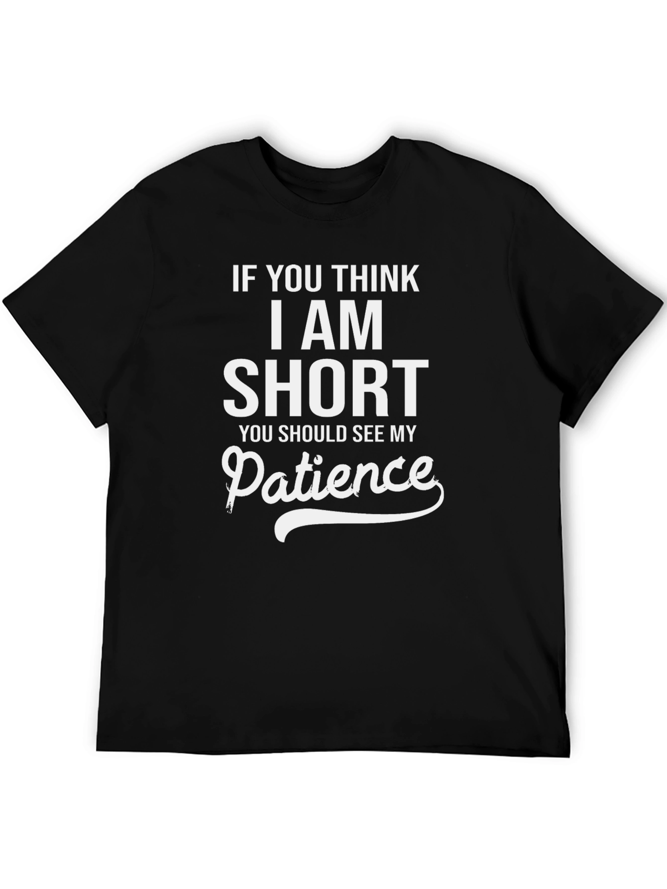 Black Humorous "Short Patience" Graphic Tee view 5
