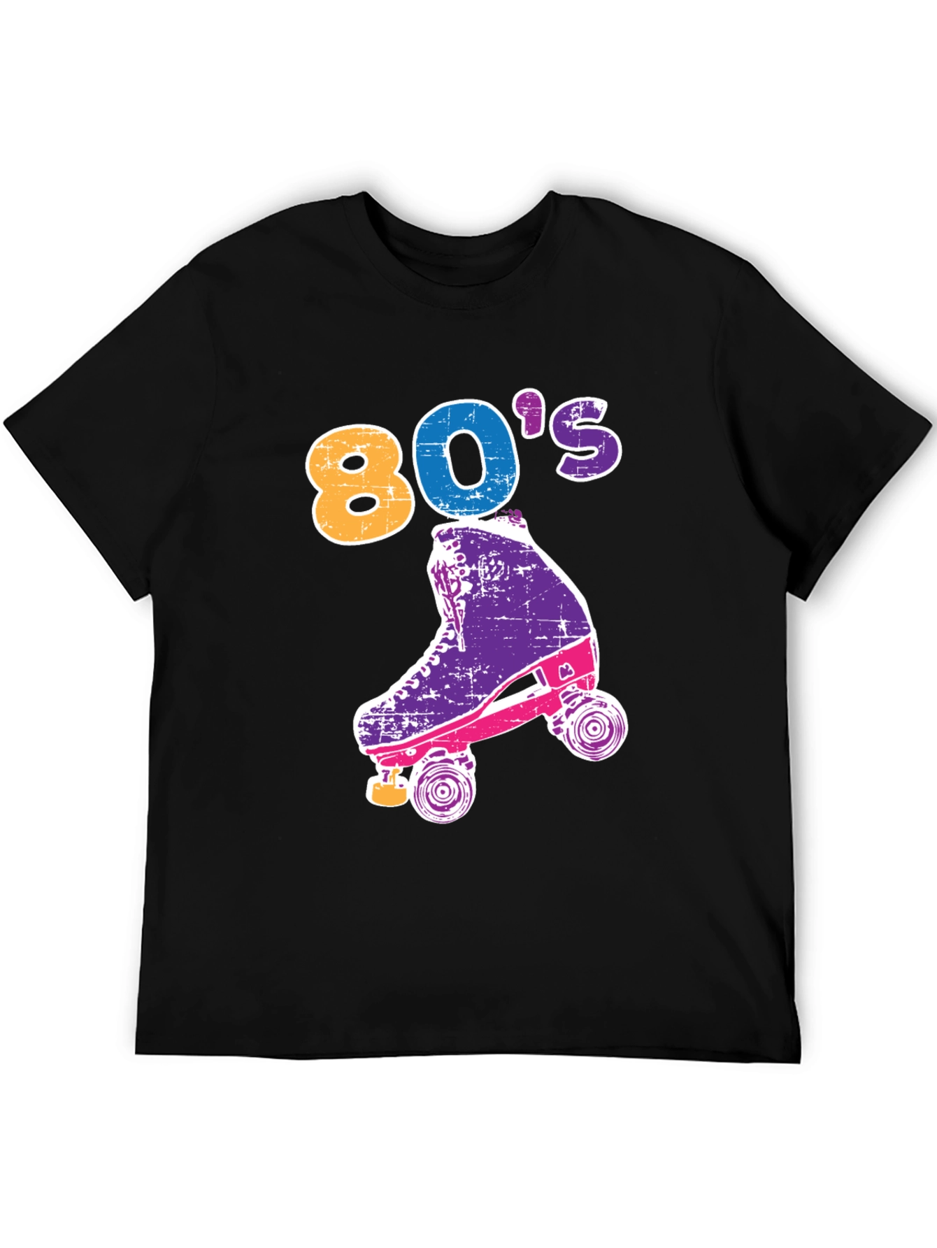 Black Retro 80's Roller Skate T-Shirt - Vintage Style Tee view 5