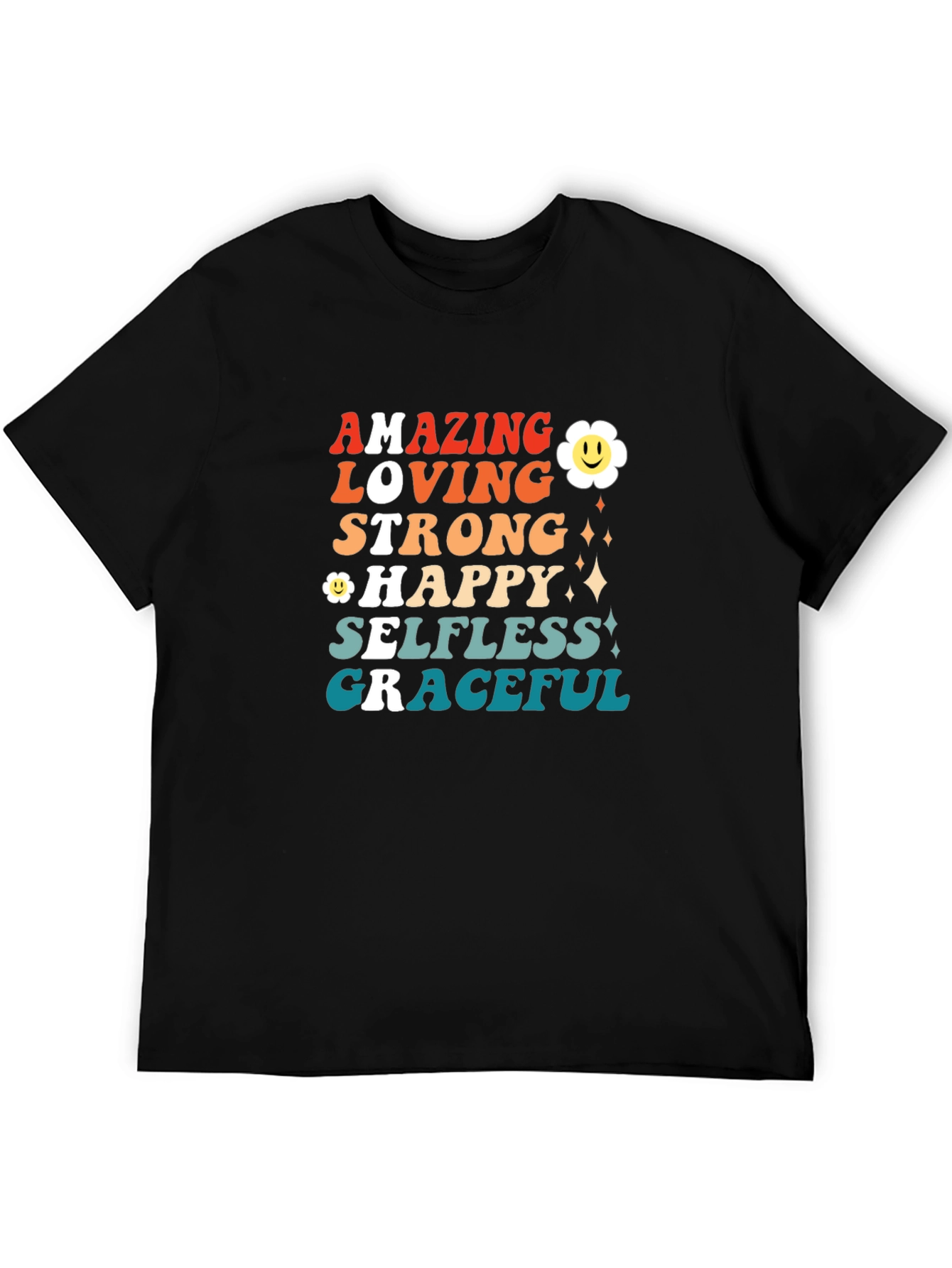 Black Amazing Loving Strong Graphic T-Shirt view 5