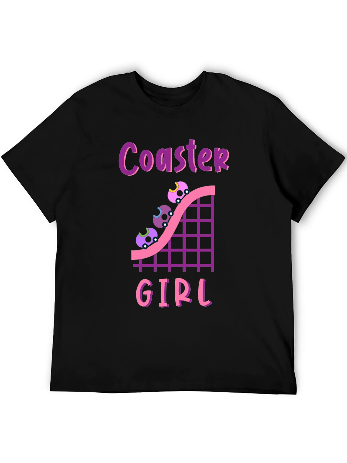 Black Coaster Girl Graphic Tee - Fun Rollercoaster Shirt view 5
