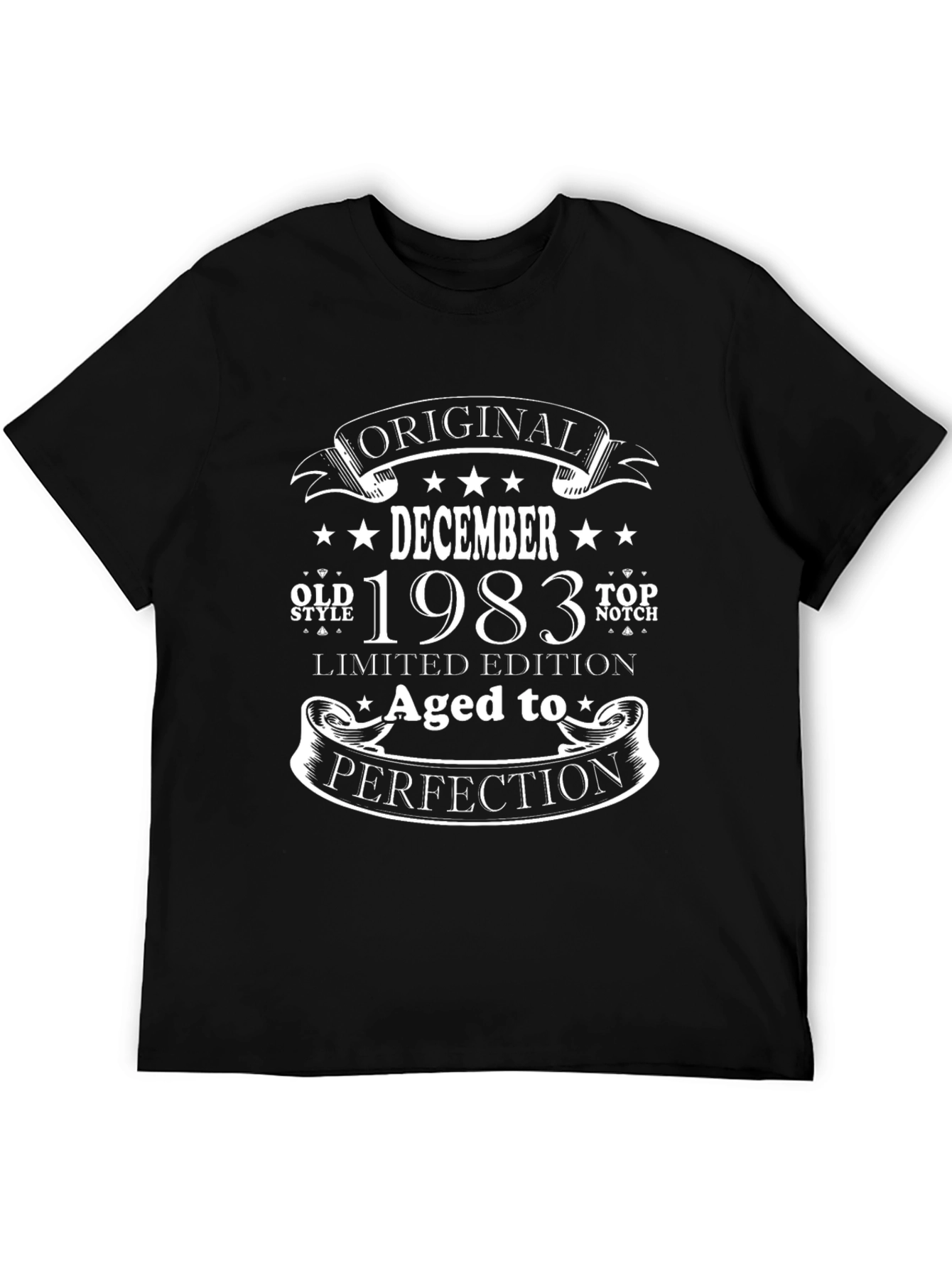 Black December 1983 Aged to Perfection Birthday T-Shirt view 5