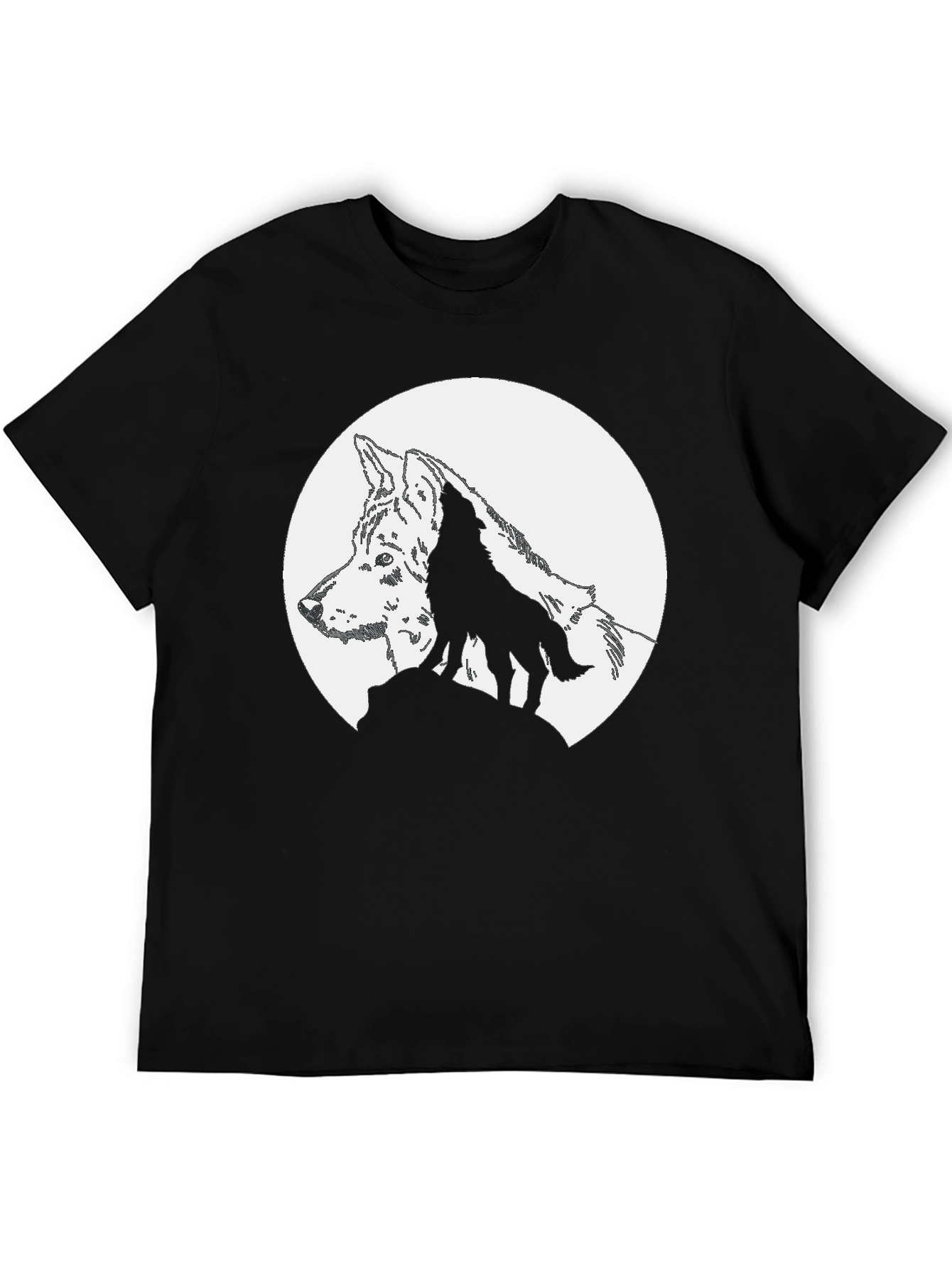 Black Wolf Moon Graphic T-Shirt - Black view 5