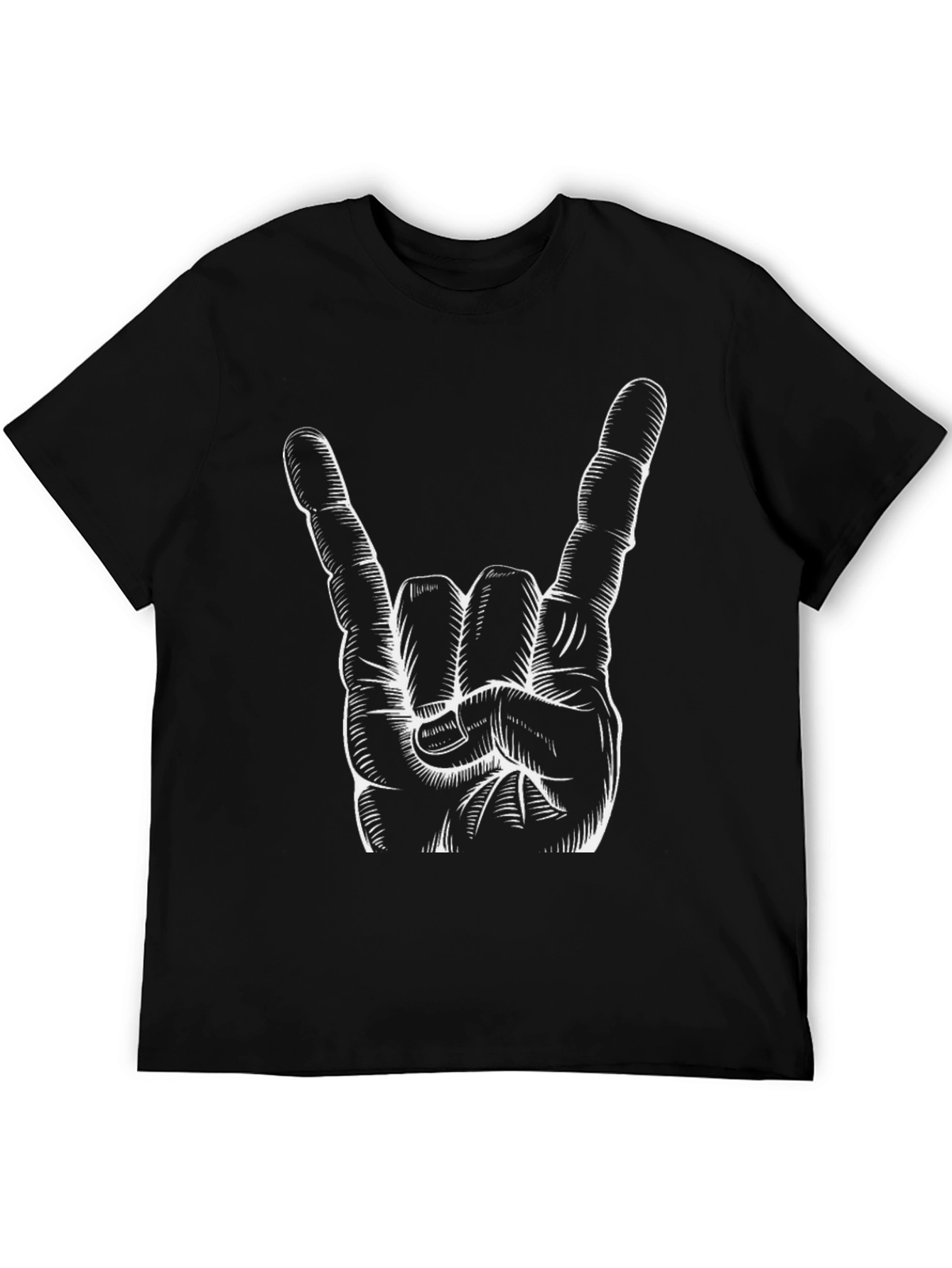 Black Rock On! Graphic Tee - Bold Hand Gesture Print view 5
