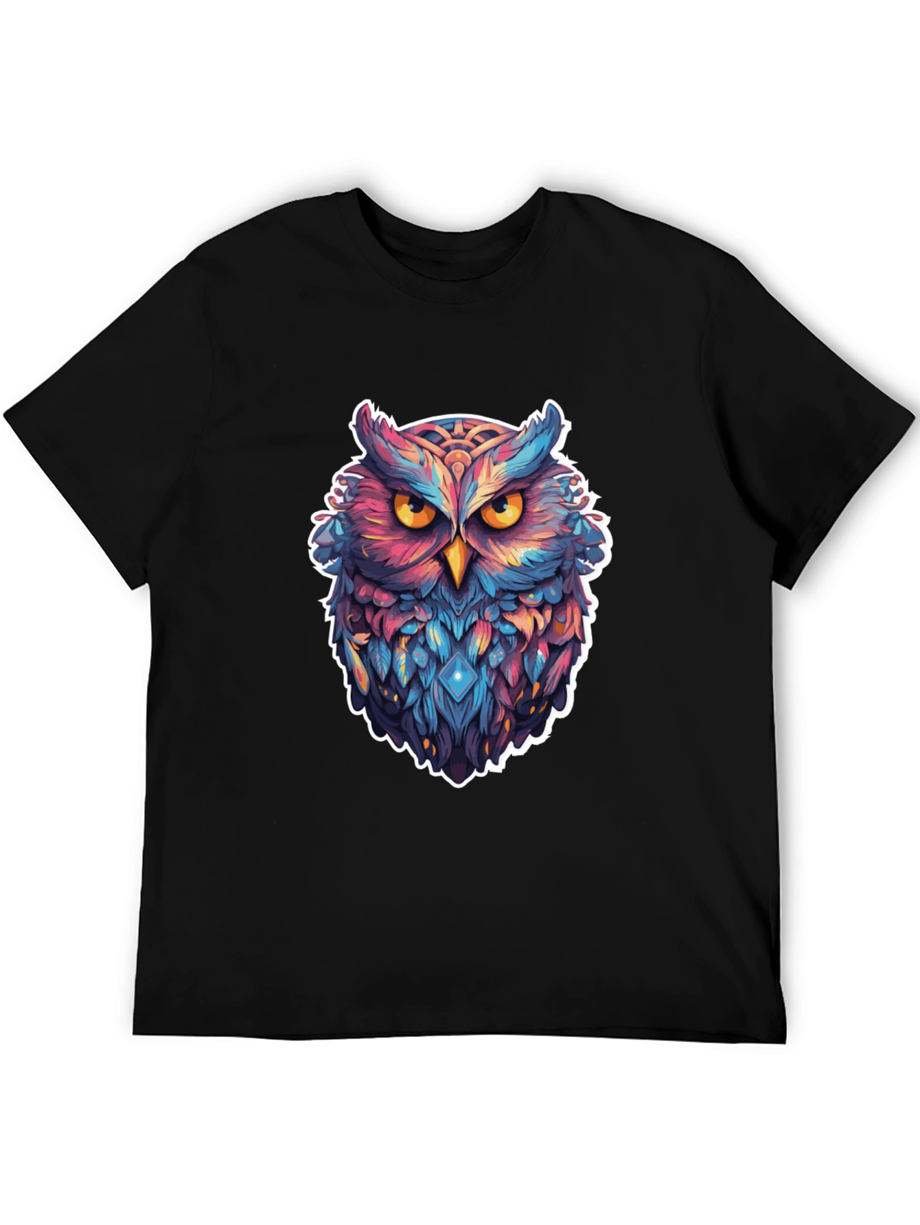 Black Mystic Owl Graphic Tee - Black Cotton Blend view 5