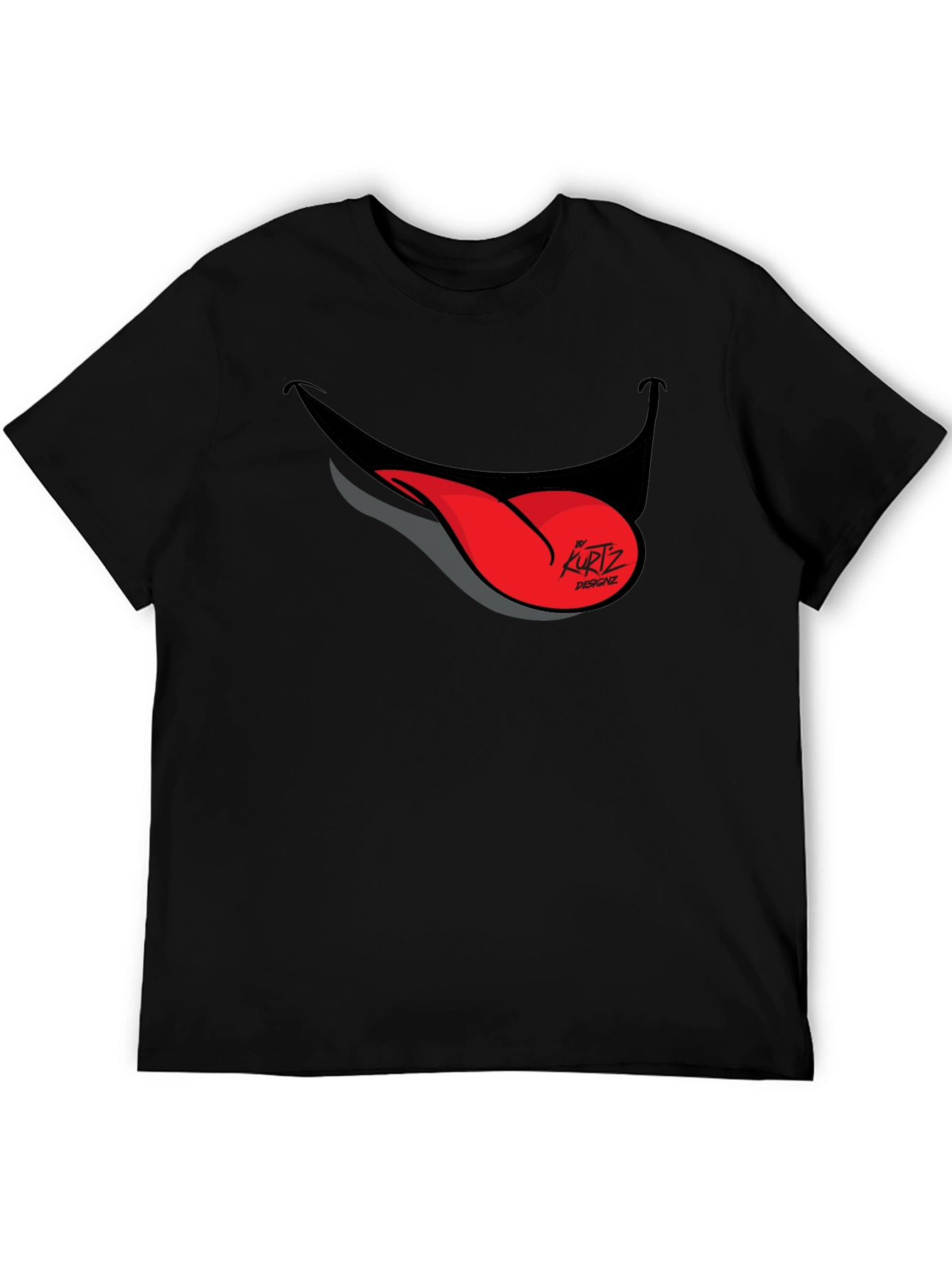 Black Funny Tongue Out Graphic Tee - Black Casual T-Shirt view 5