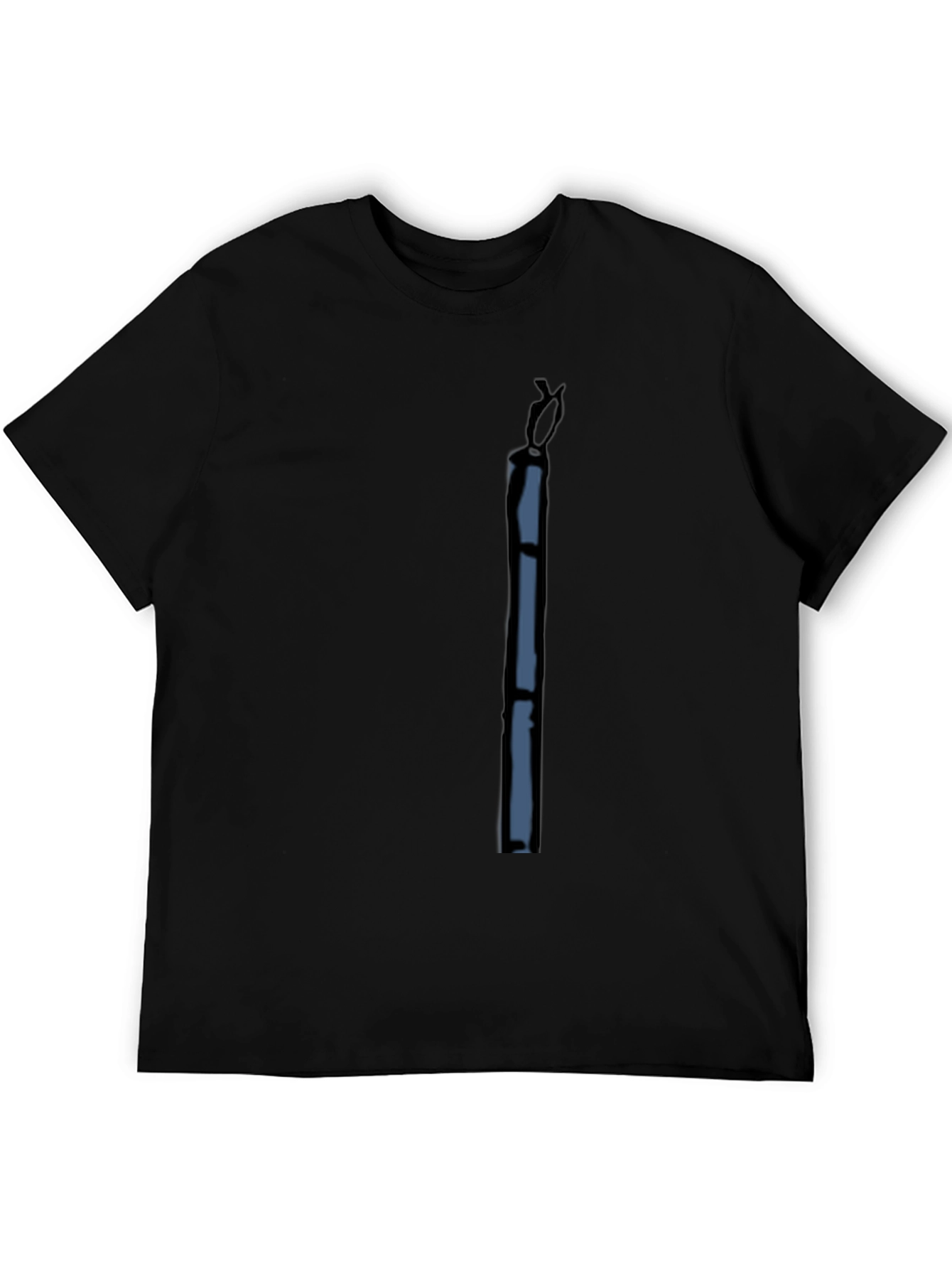 Black T-Shirt with Abstract Blue Design - 5