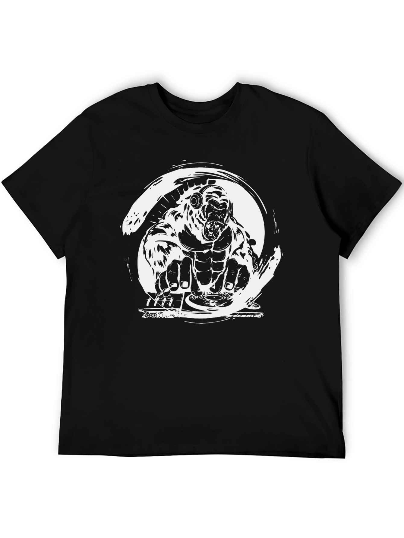 Black DJ Gorilla Graphic T-Shirt - Black view 5