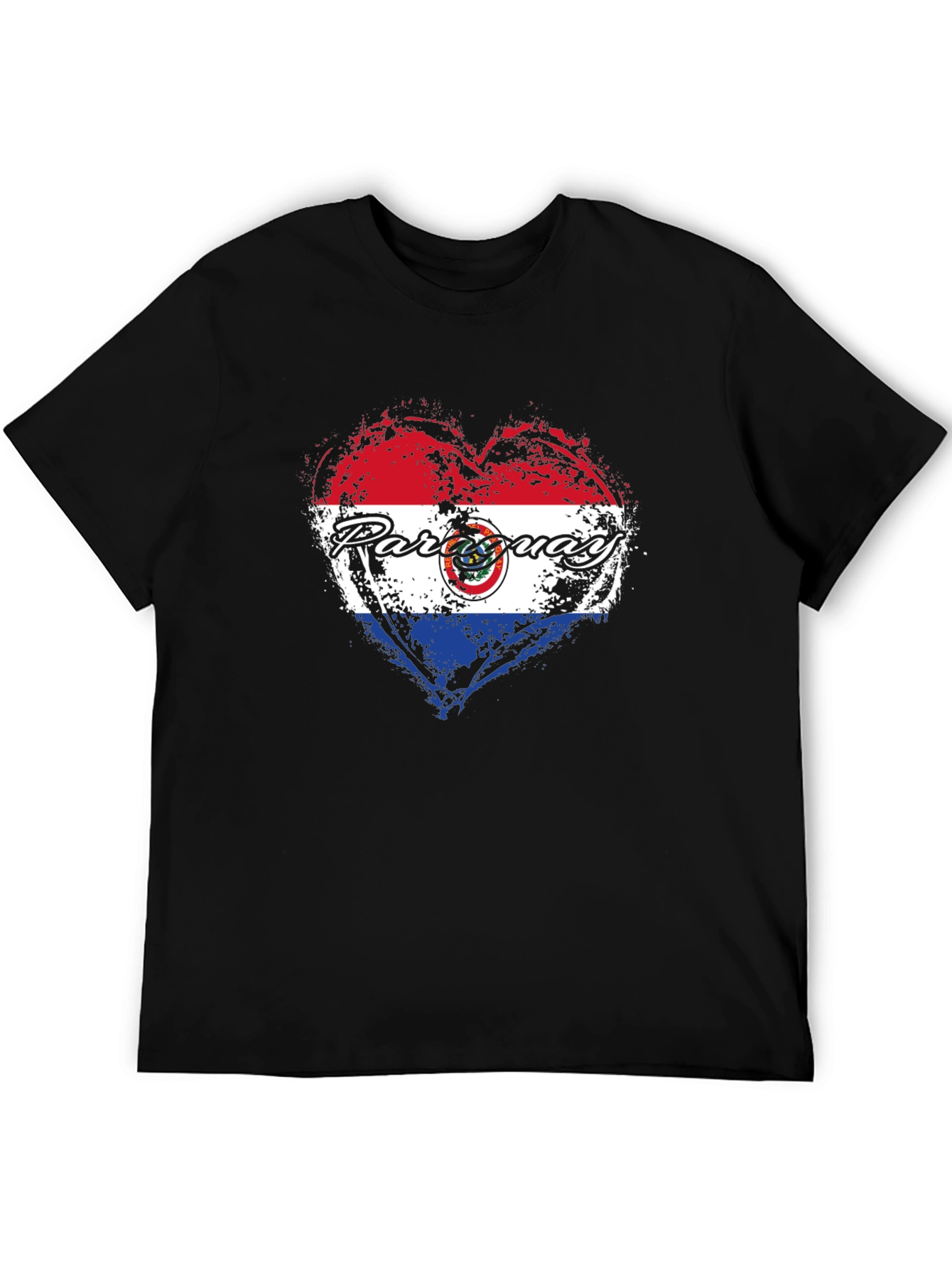 Black Paraguay Heart Flag T-Shirt - Patriotic Pride view 5