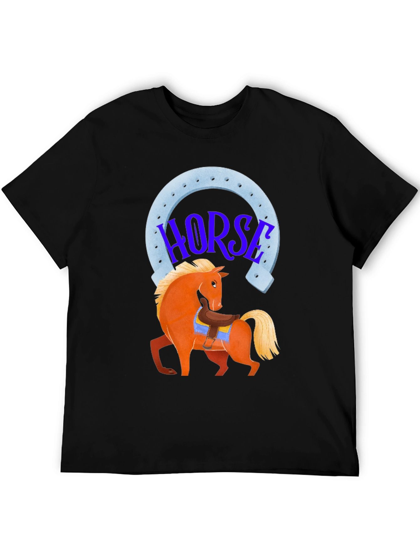 Black Horse Graphic Tee - Lucky Horseshoe Design view 5