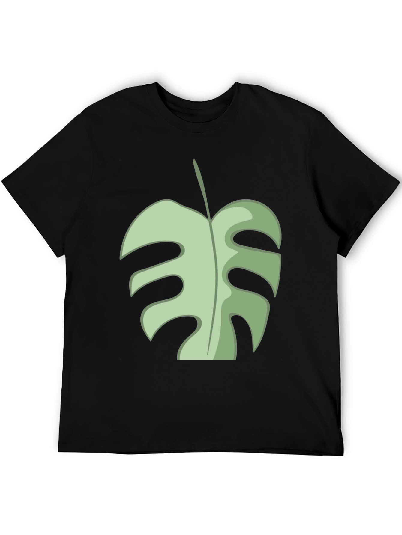 Black Tropical Monstera Leaf Graphic Tee - Black Cotton view 5