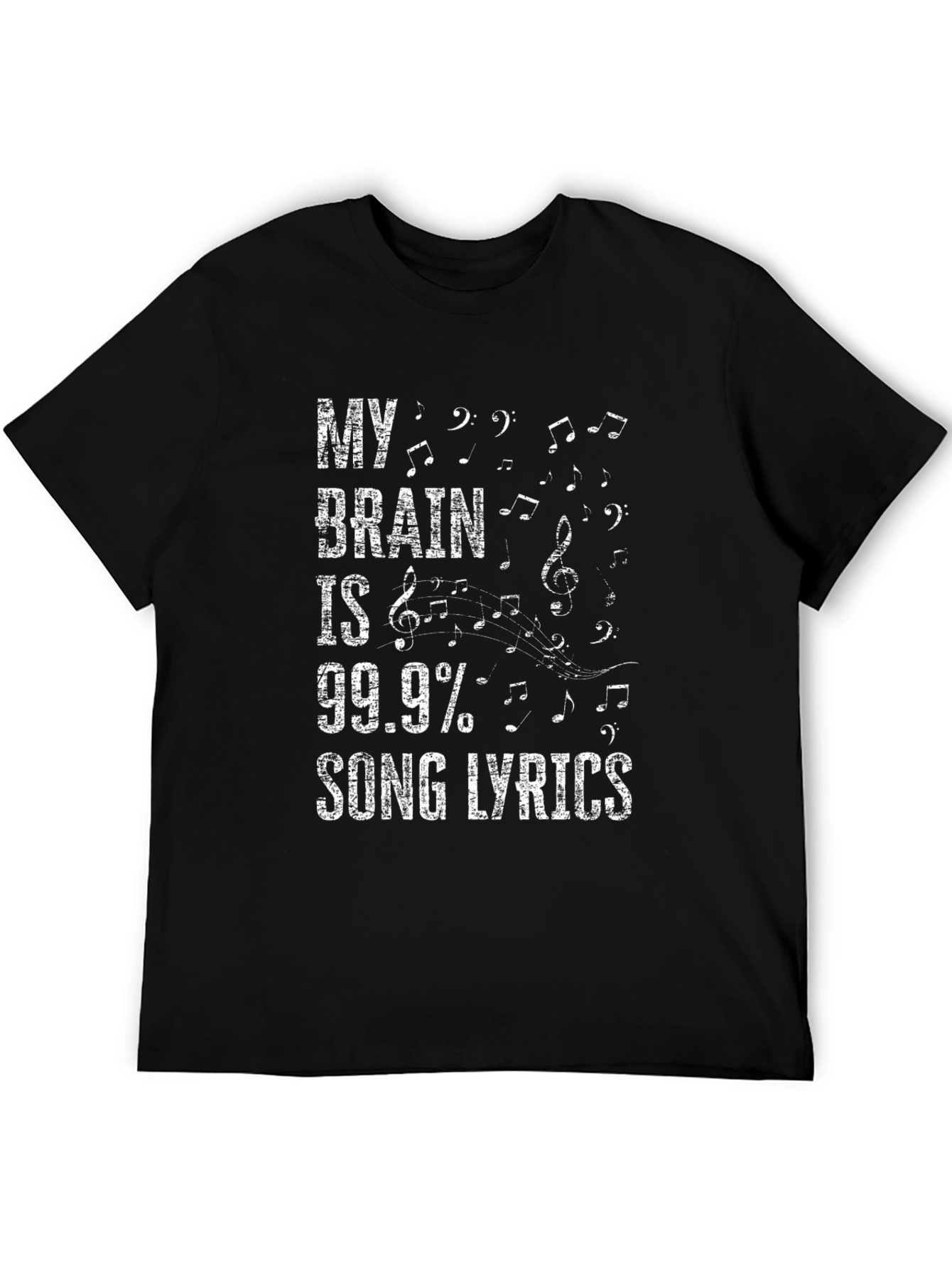 Black Song Lyrics Brain T-Shirt - Music Lover Tee view 5