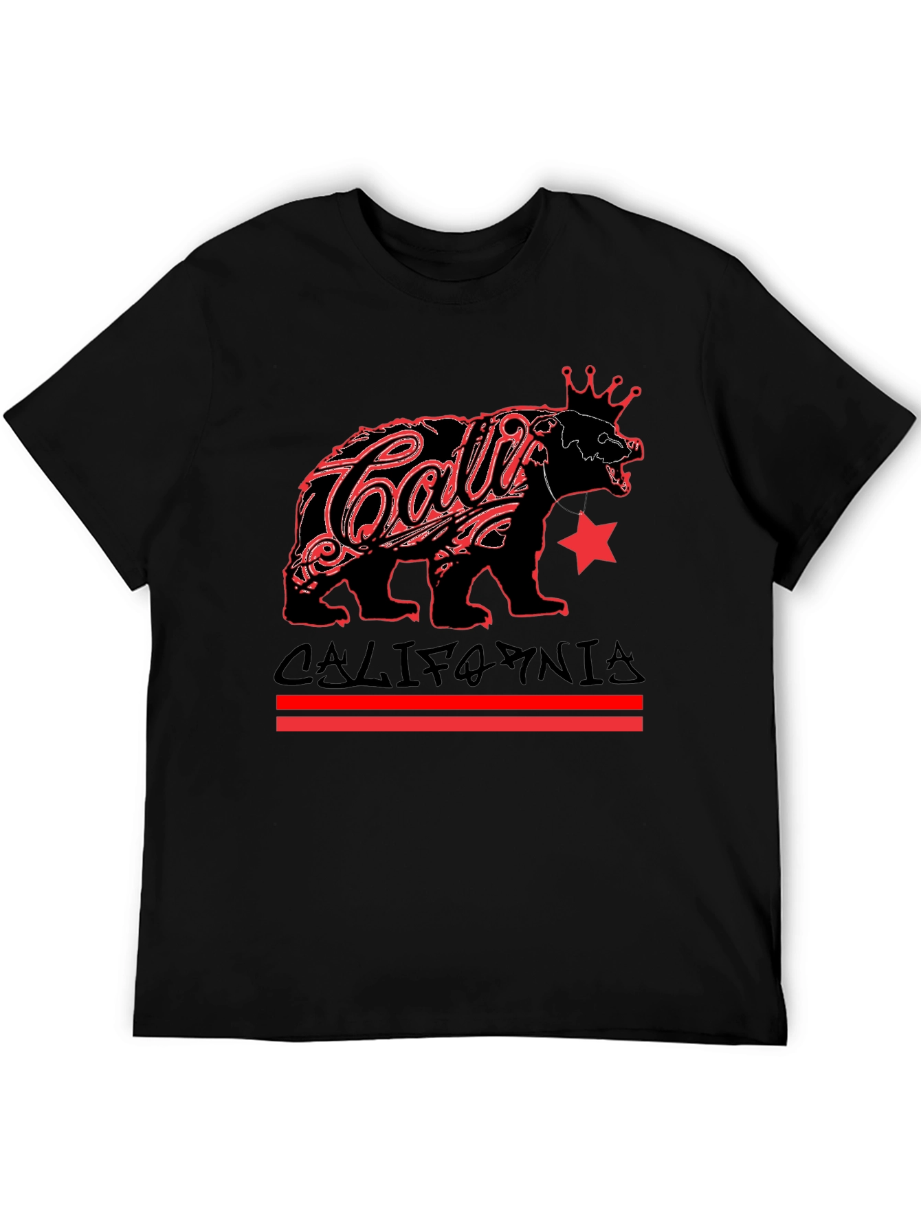Black California Bear Black Graphic Tee view 5