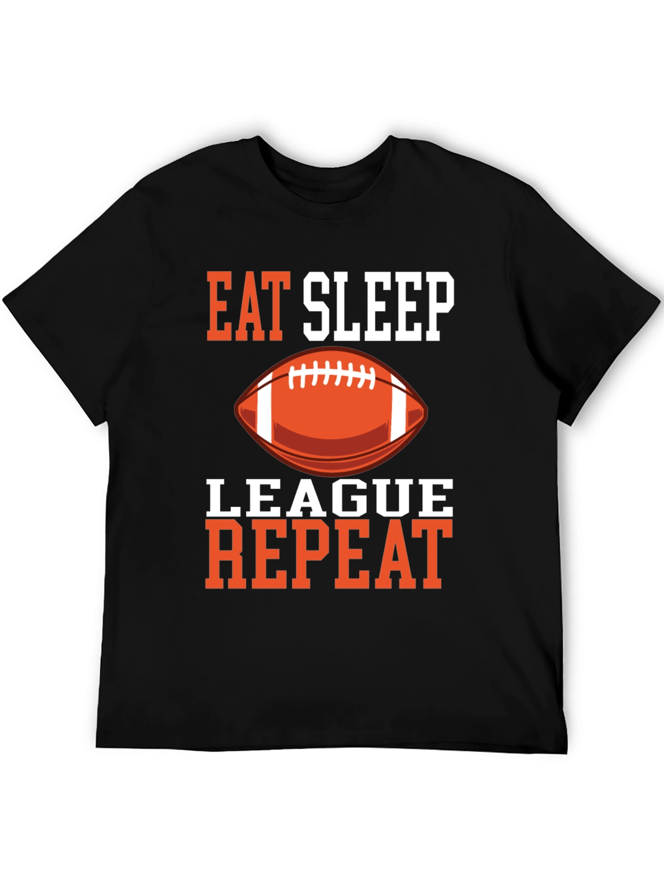Black Eat Sleep League Repeat T-Shirt Football Black Graphic Tee view 5