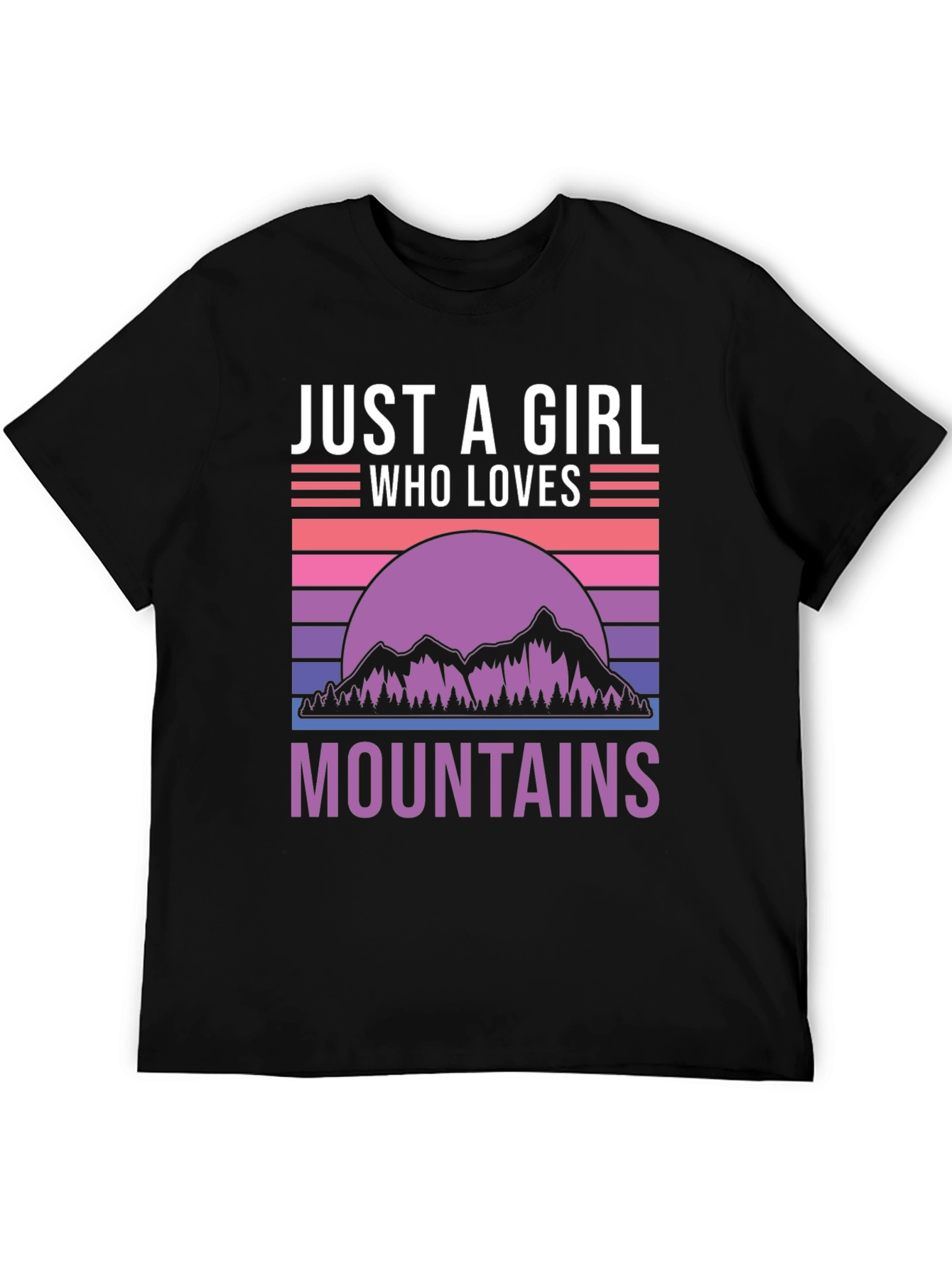 Black Just a Girl Who Loves Mountains T-Shirt view 5