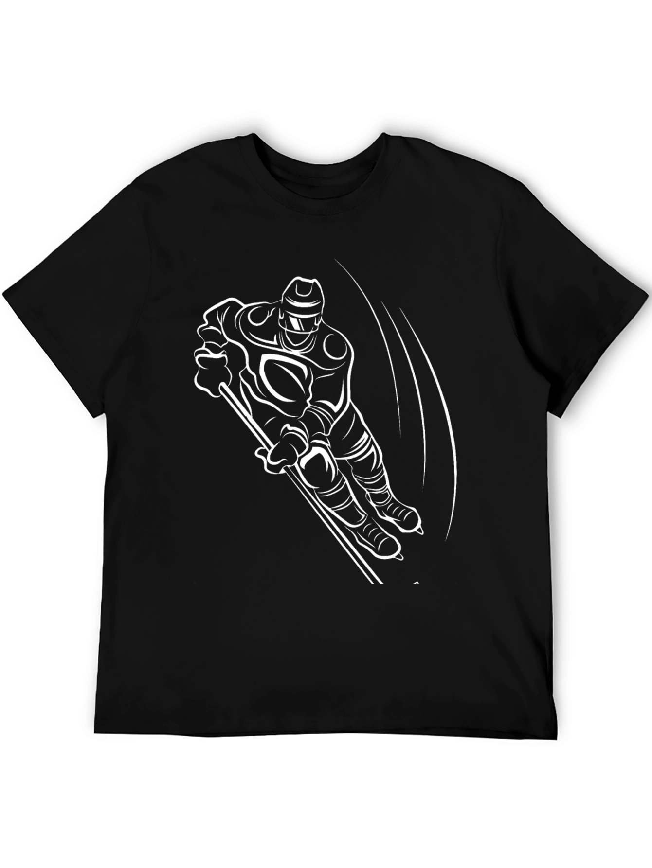 Black Hockey Player Graphic Tee - Black Cotton Blend view 5