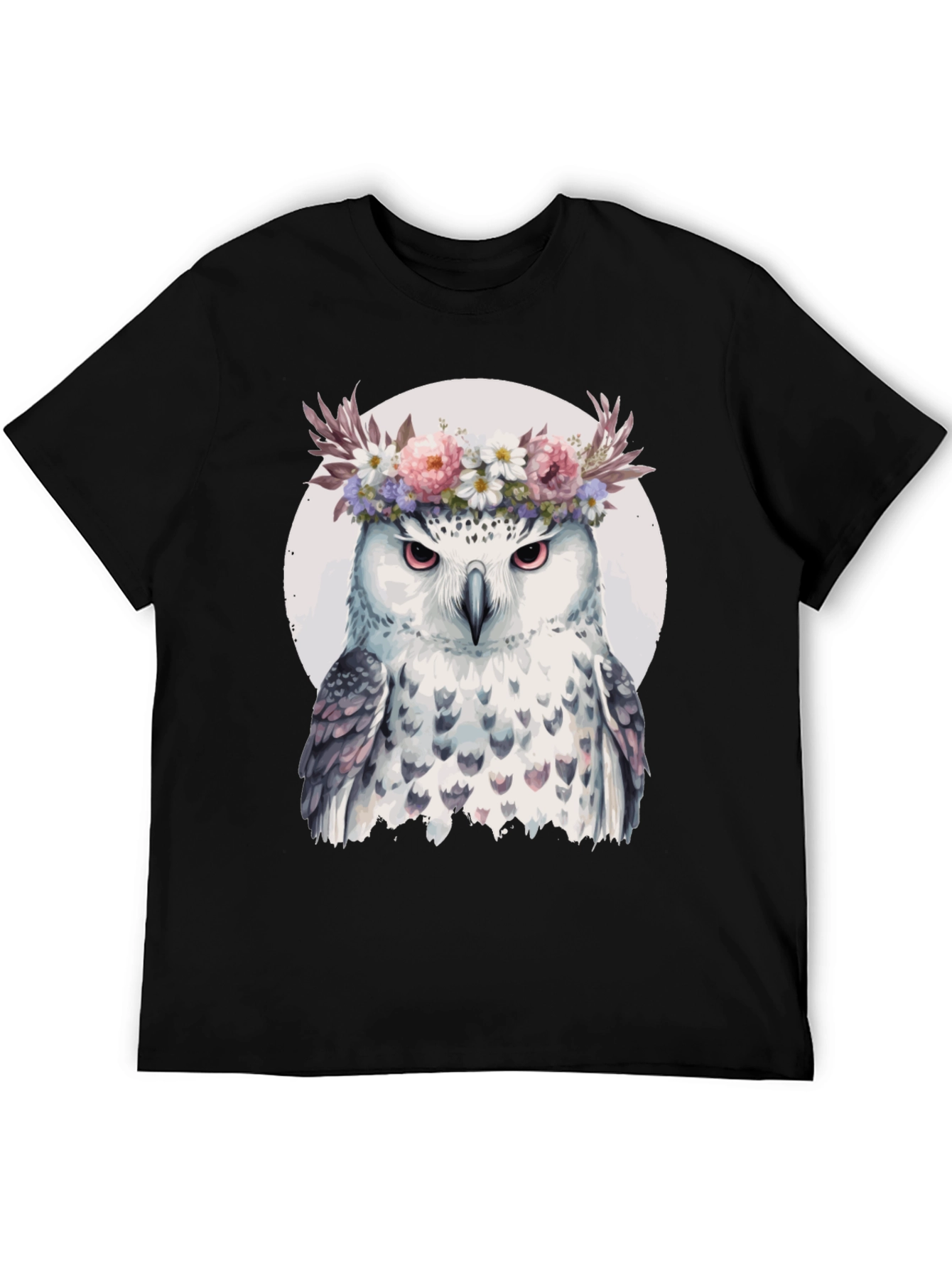 Black Owl Flower Crown T-Shirt - Unisex Graphic Tee view 5