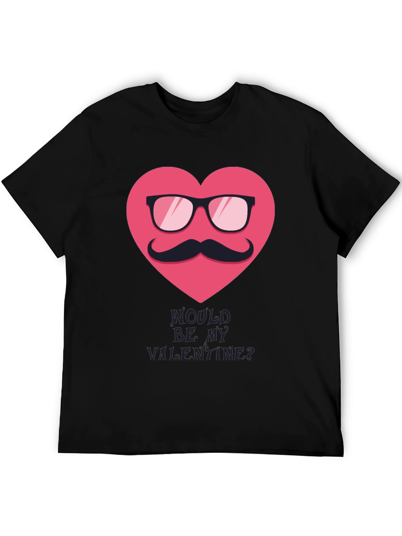 Black Valentine's Day Mustache Heart Graphic Tee view 5