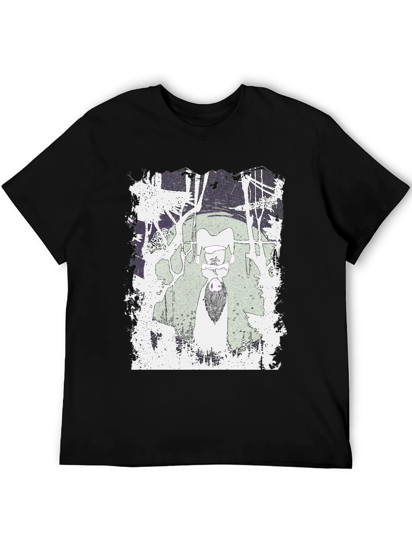 Black Graphic Tee - Unique Design on Black Cotton view 5