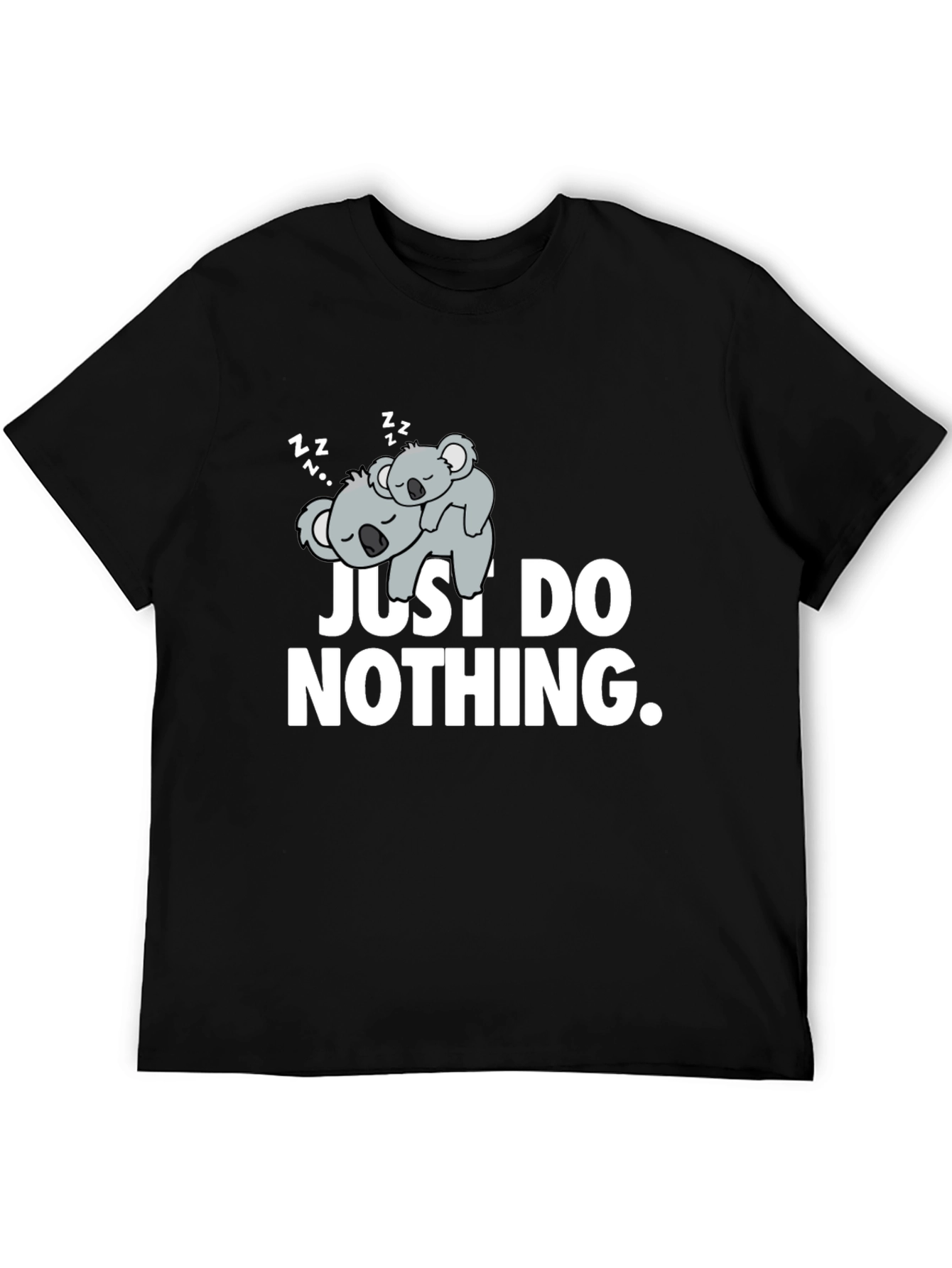 Black Lazy Koala Graphic T-Shirt - Just Do Nothing view 5