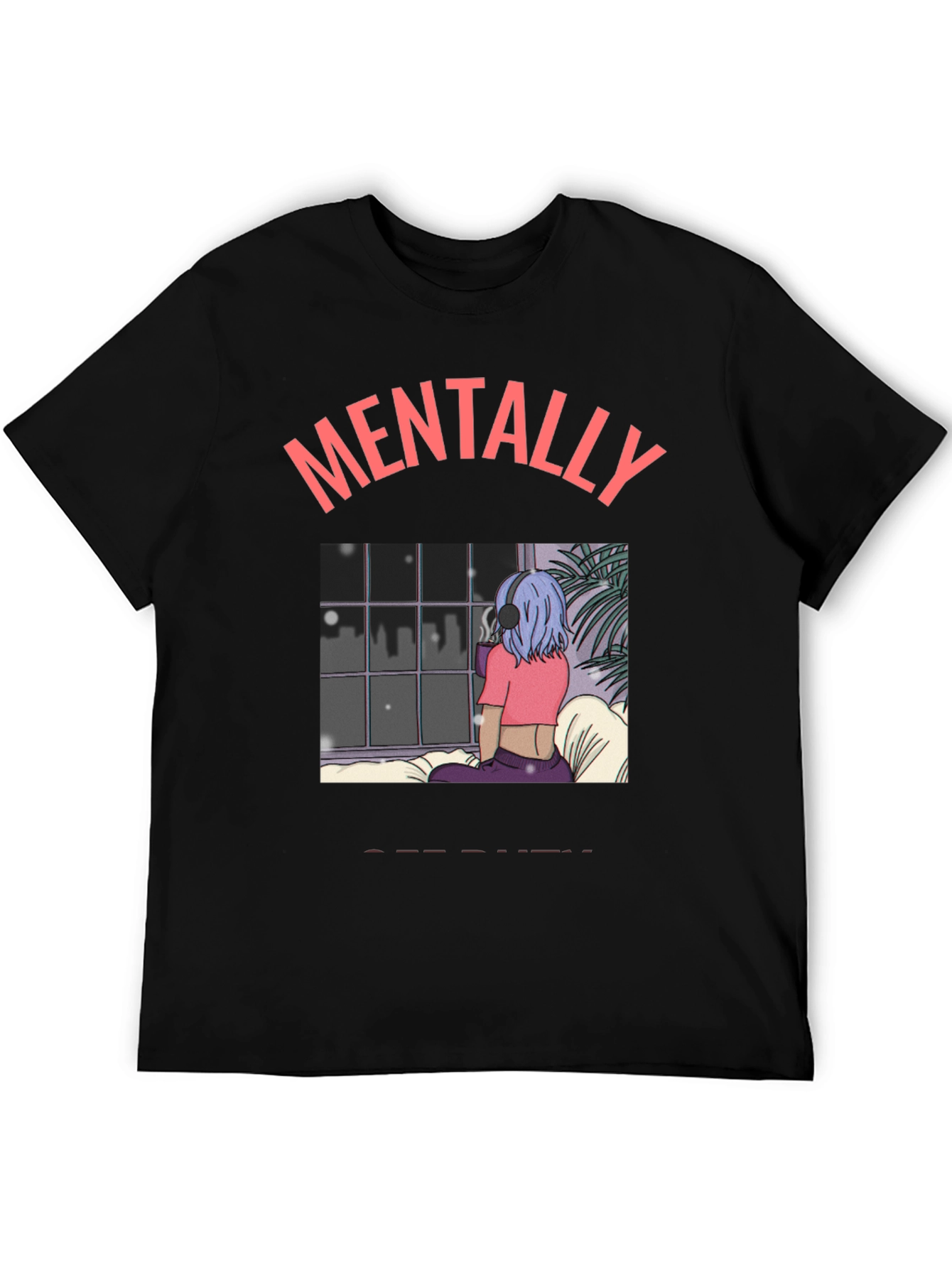 Black Mentally Elsewhere Graphic Tee - Unisex Black T-Shirt view 5