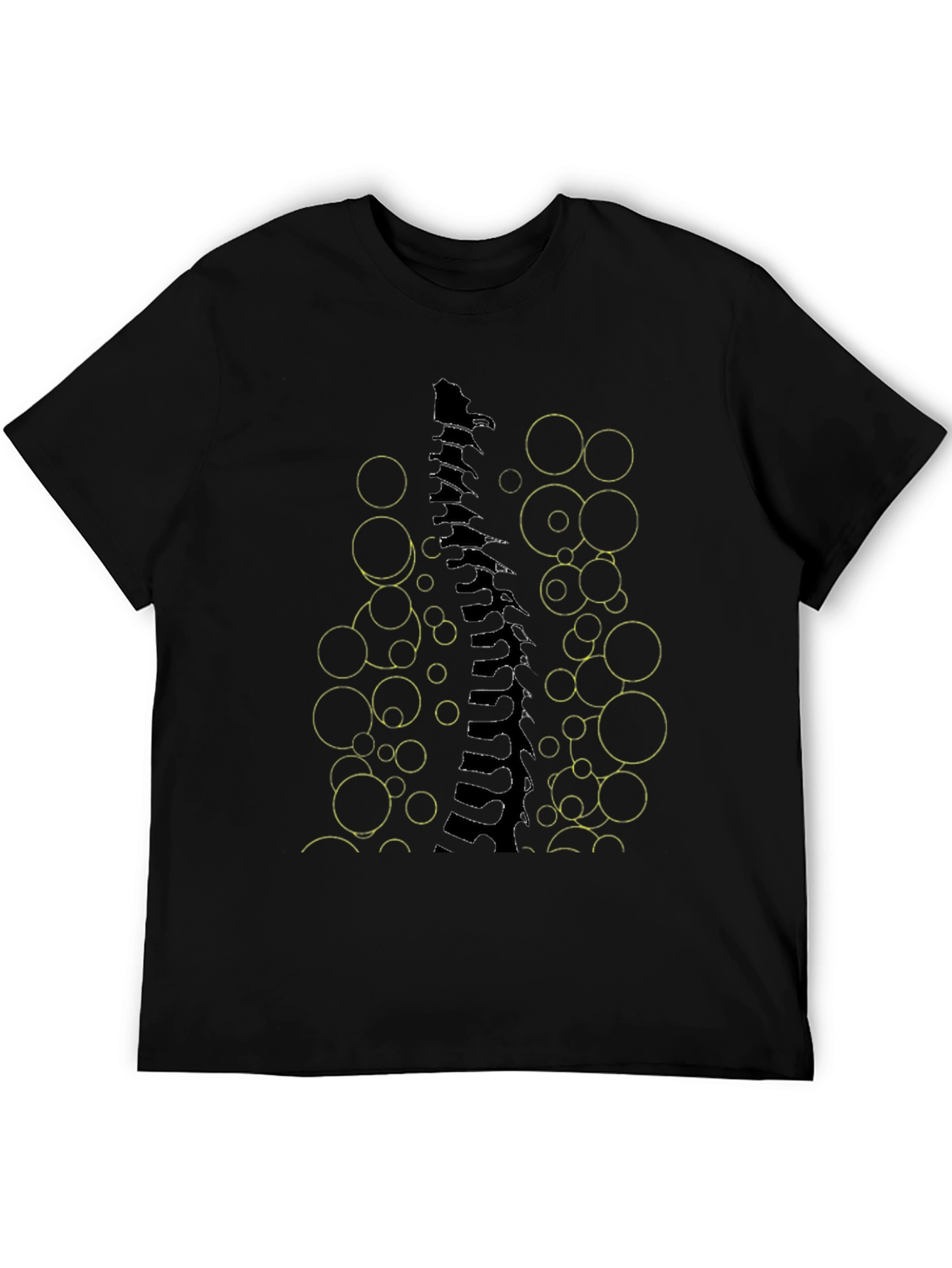 Black Abstract Spine Graphic Tee - Modern Art T-Shirt view 5