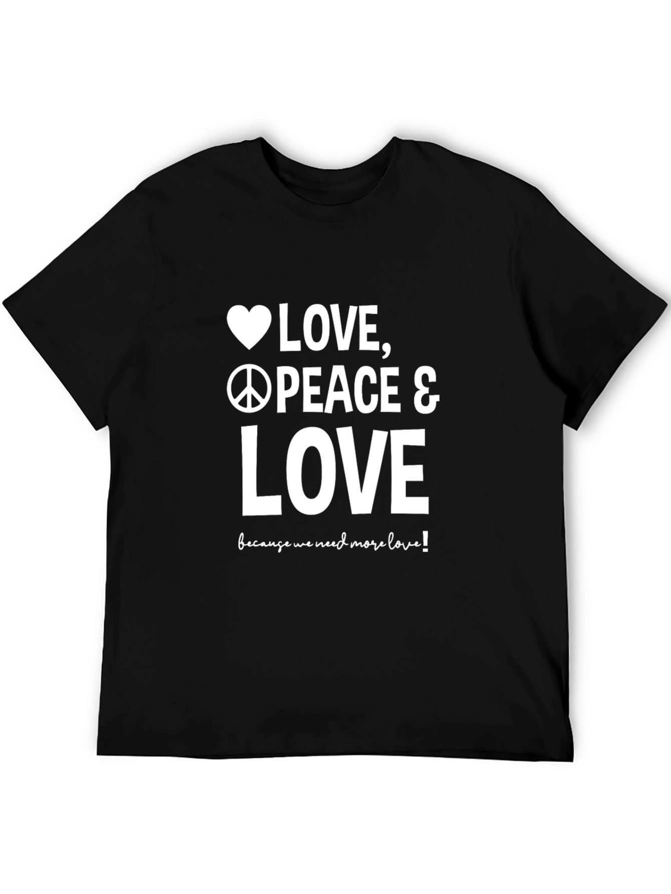 Black Love Peace T-Shirt - Black, Graphic Tee view 5