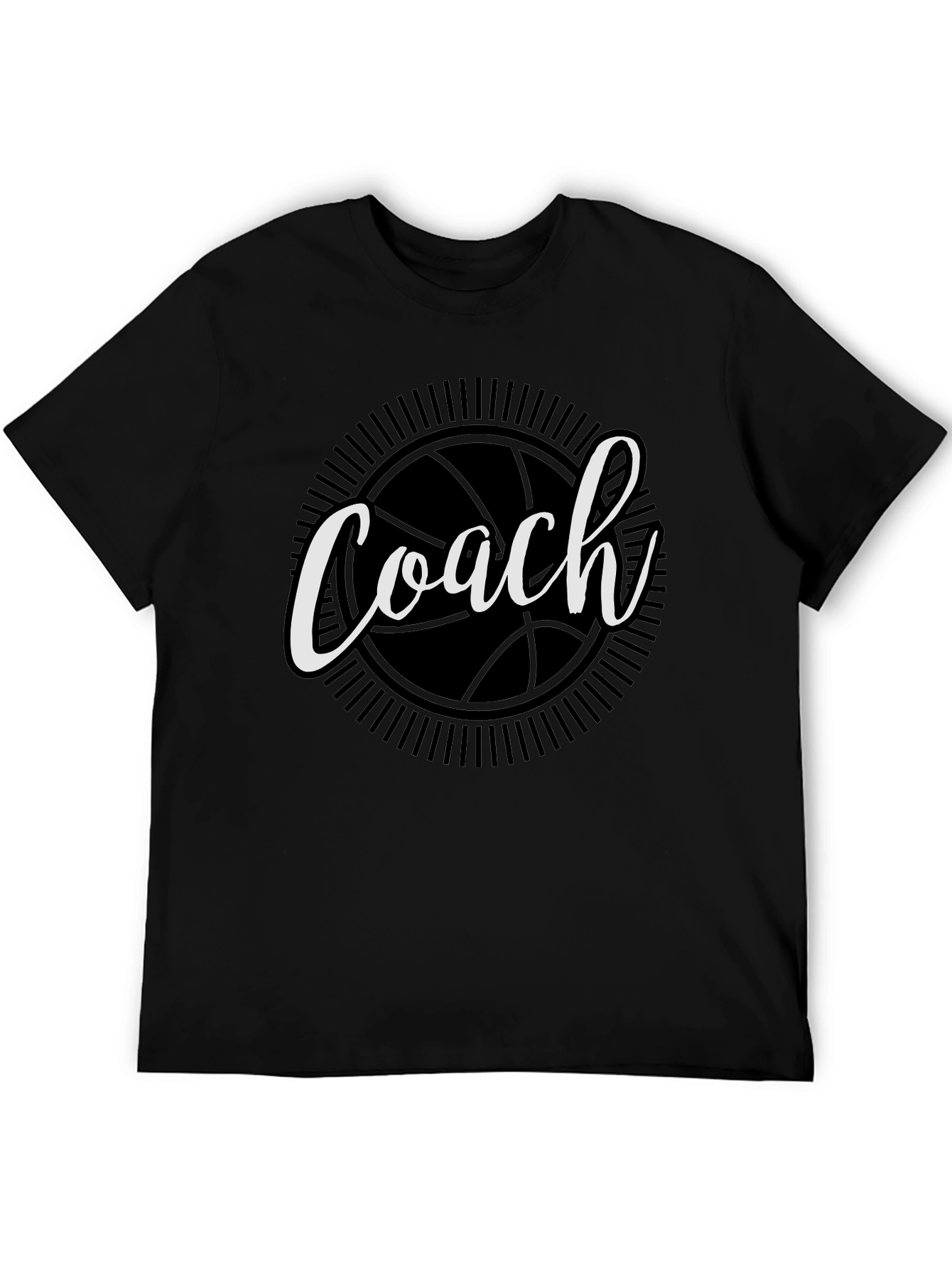 Black Coach Basketball Graphic T-Shirt - Black Cotton Tee view 5