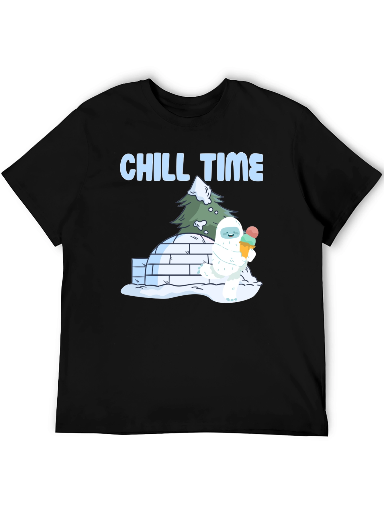 Black Chill Time Yeti Ice Cream T-Shirt view 5