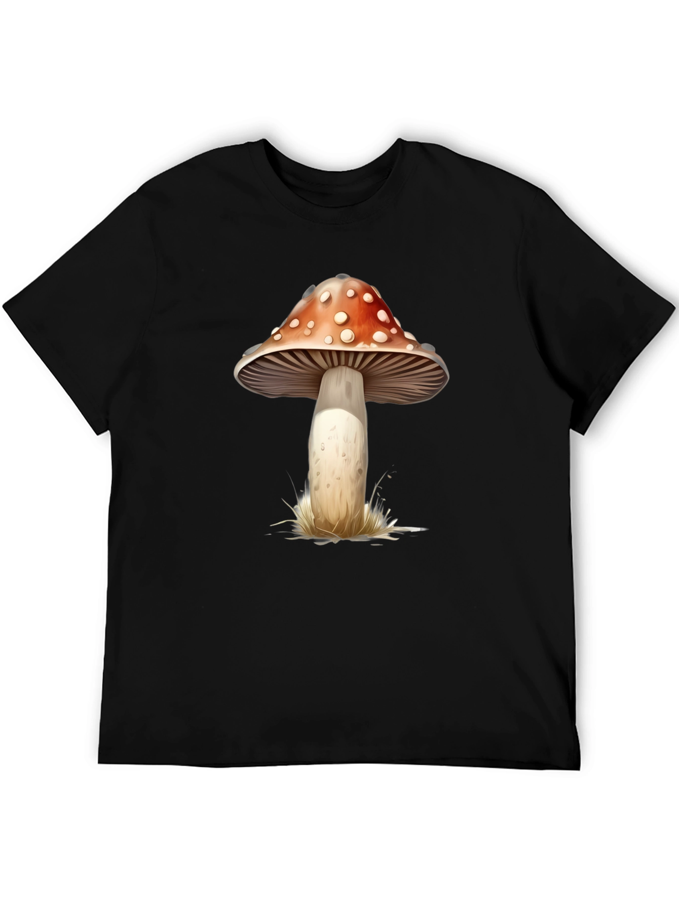 Black Mushroom Graphic Tee - Black Cotton Blend view 5