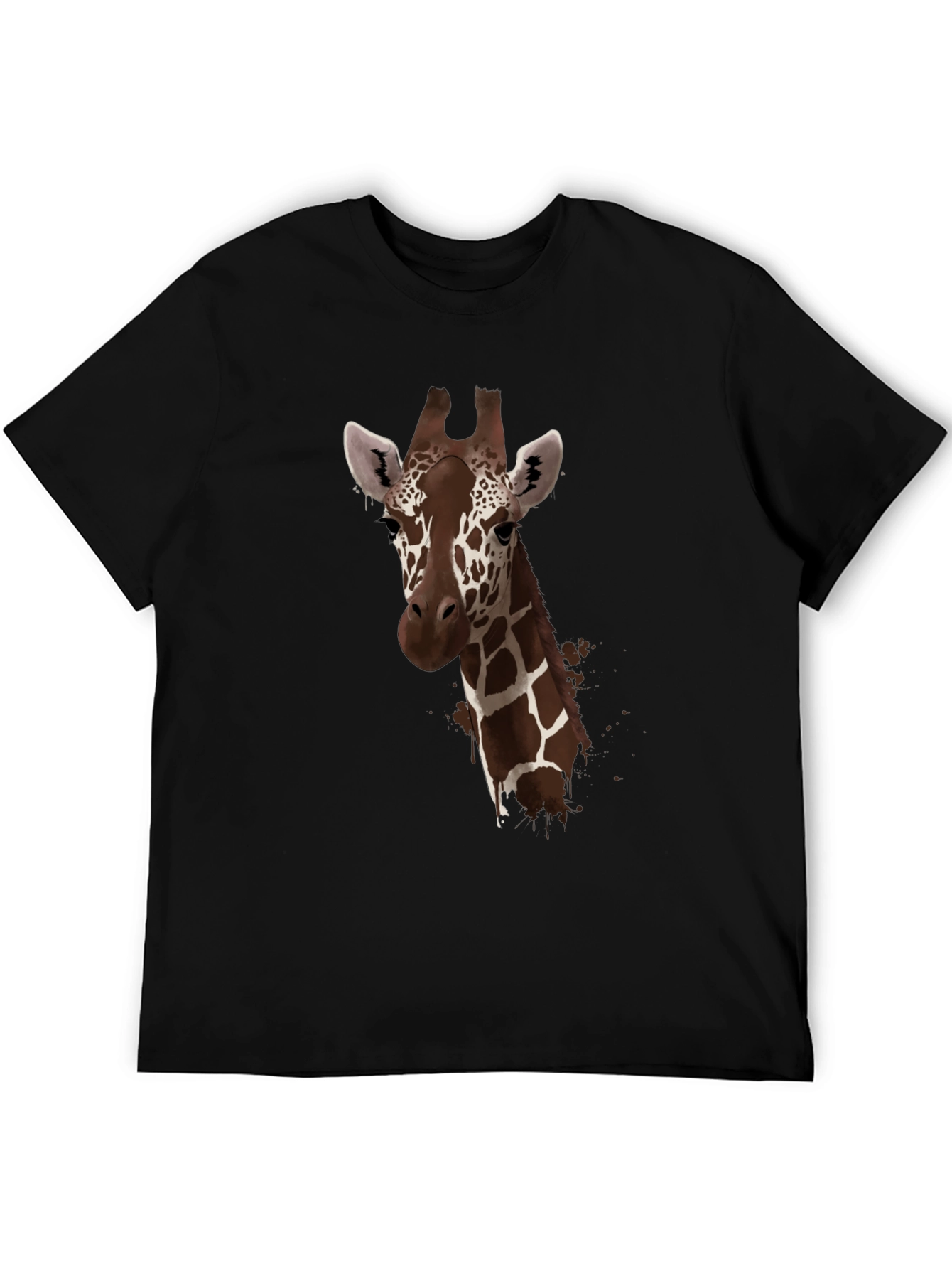Black Giraffe Print Black T-Shirt - Stylish Animal Design view 5
