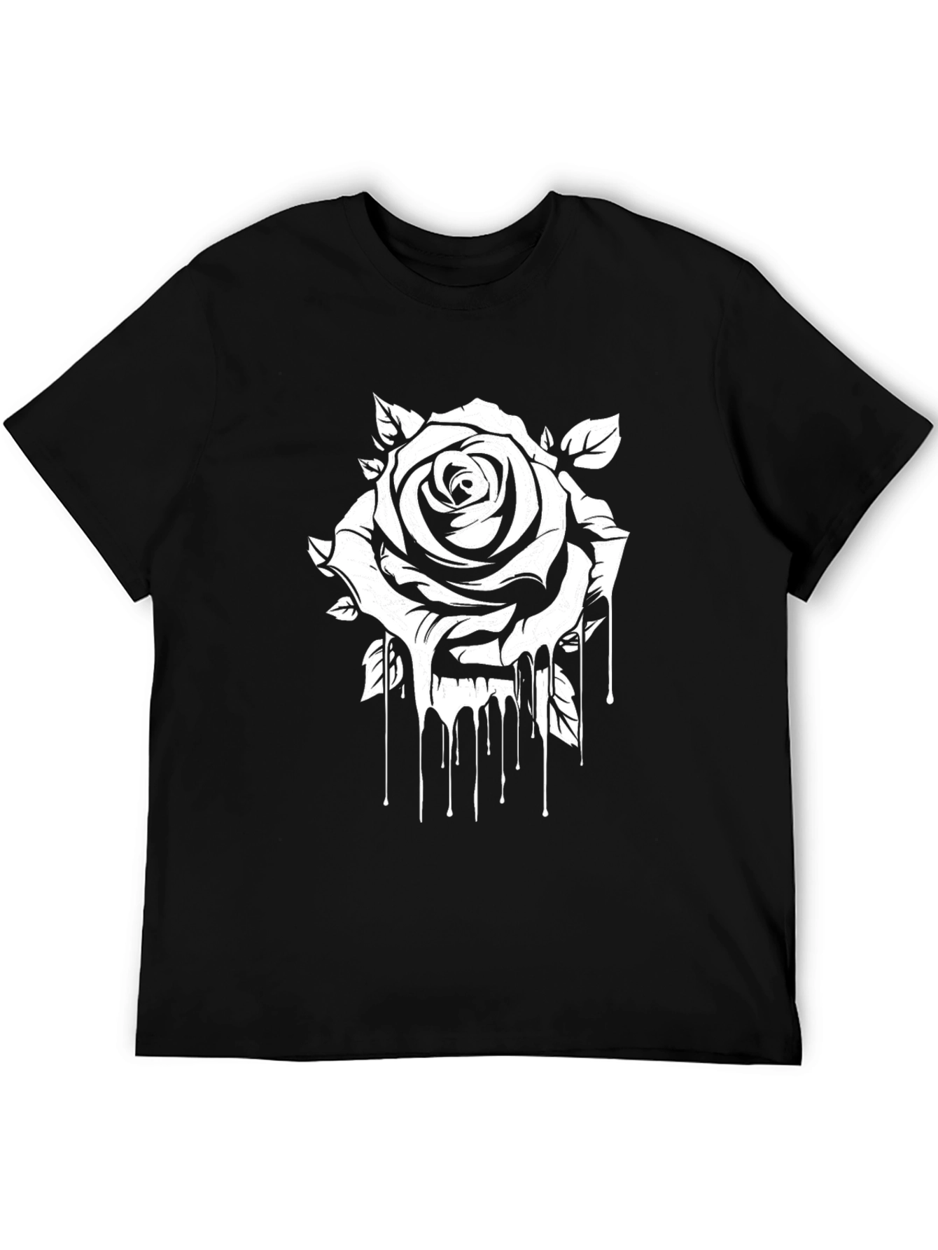 Black Black Tee with Dripping Rose Graphic view 5