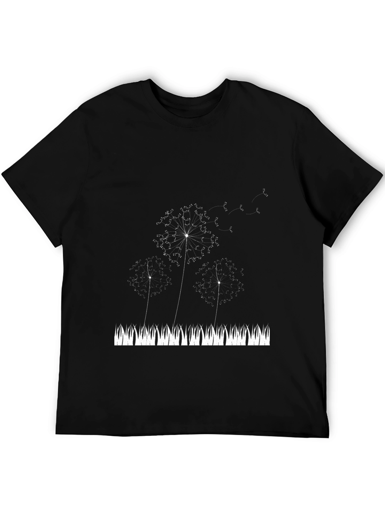 Black Dandelion Print Black T-Shirt view 5