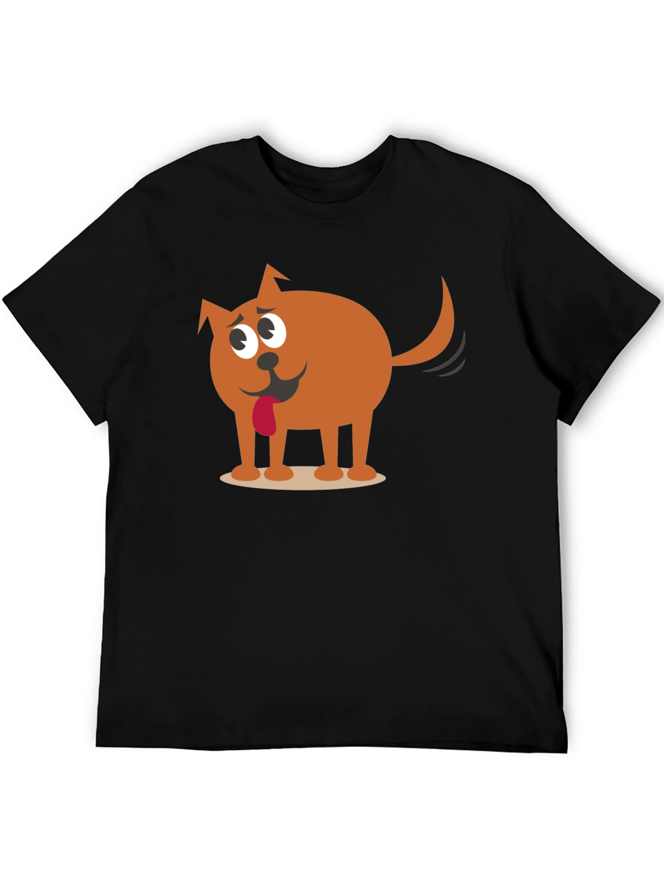 Black Funny Cartoon Dog Graphic Black T-Shirt view 5