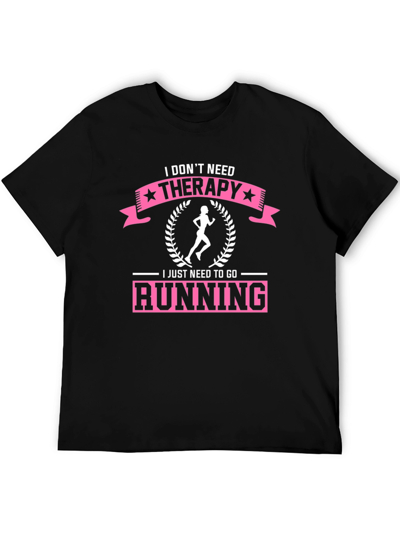 Black Running Therapy T-Shirt - Funny Runner's Tee view 5
