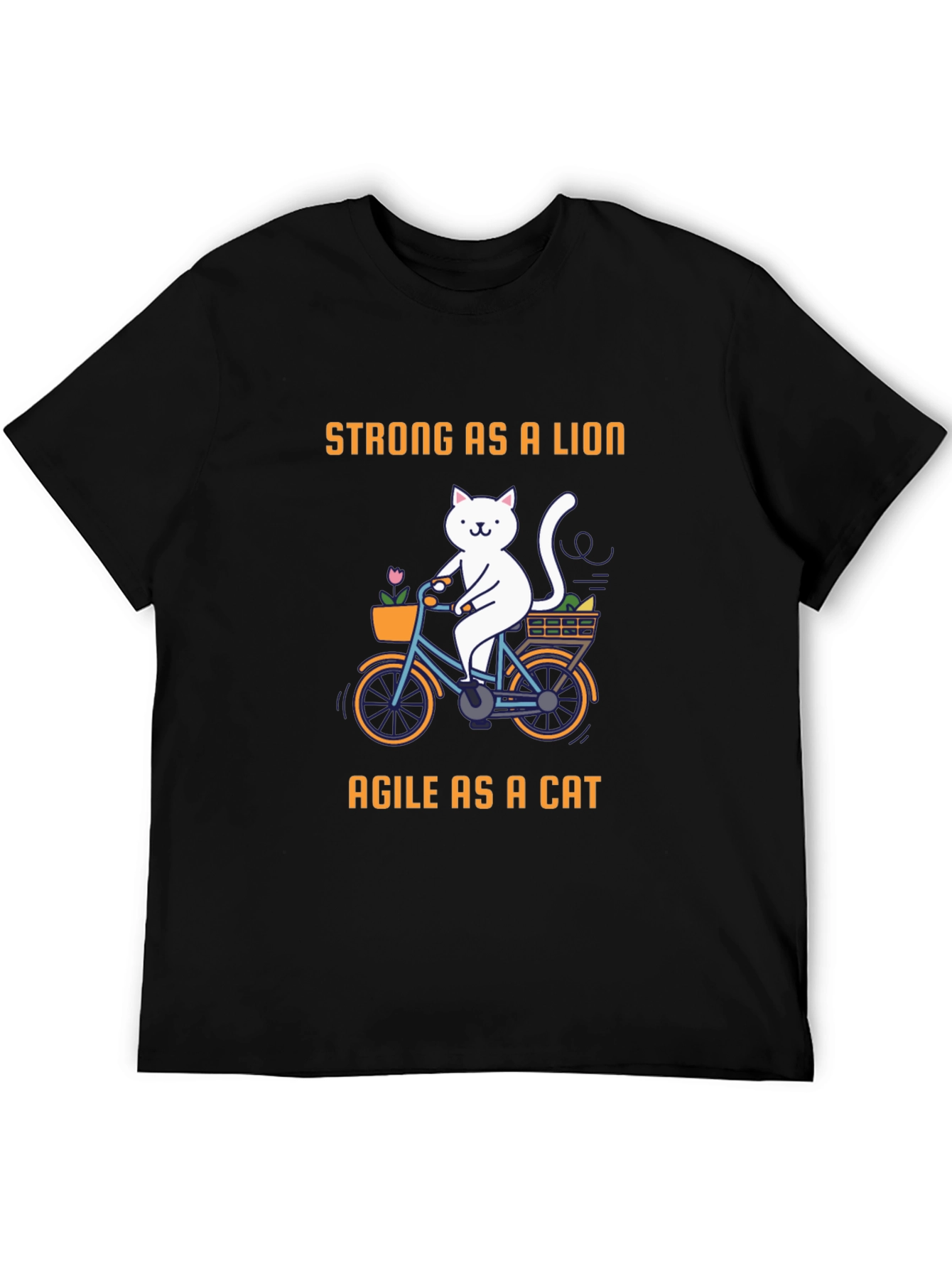 Black Strong As a Lion Agile as a Cat Graphic T-Shirt view 5
