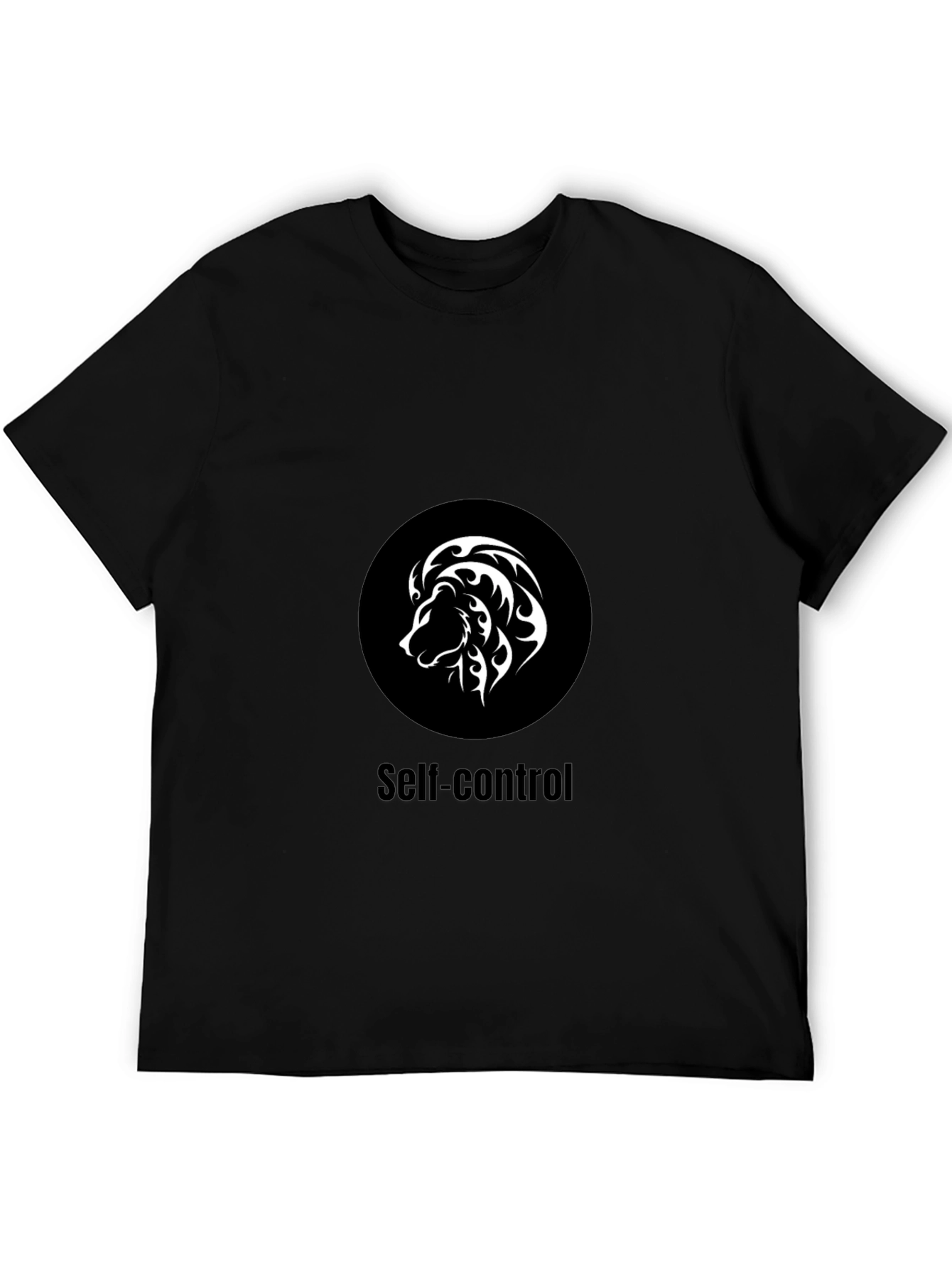 Black Self-Control Lion Graphic T-Shirt - Black view 5