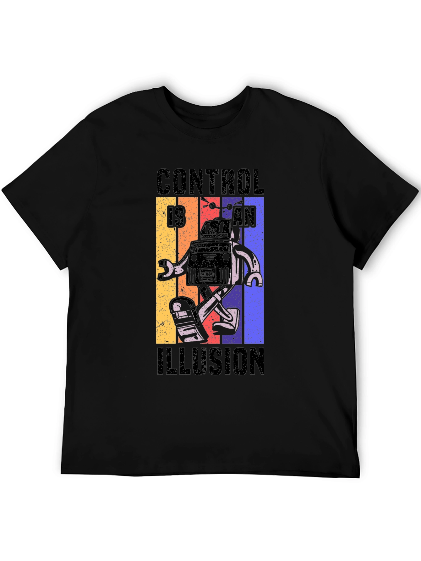 Black Control is an Illusion Robot Graphic Tee view 5