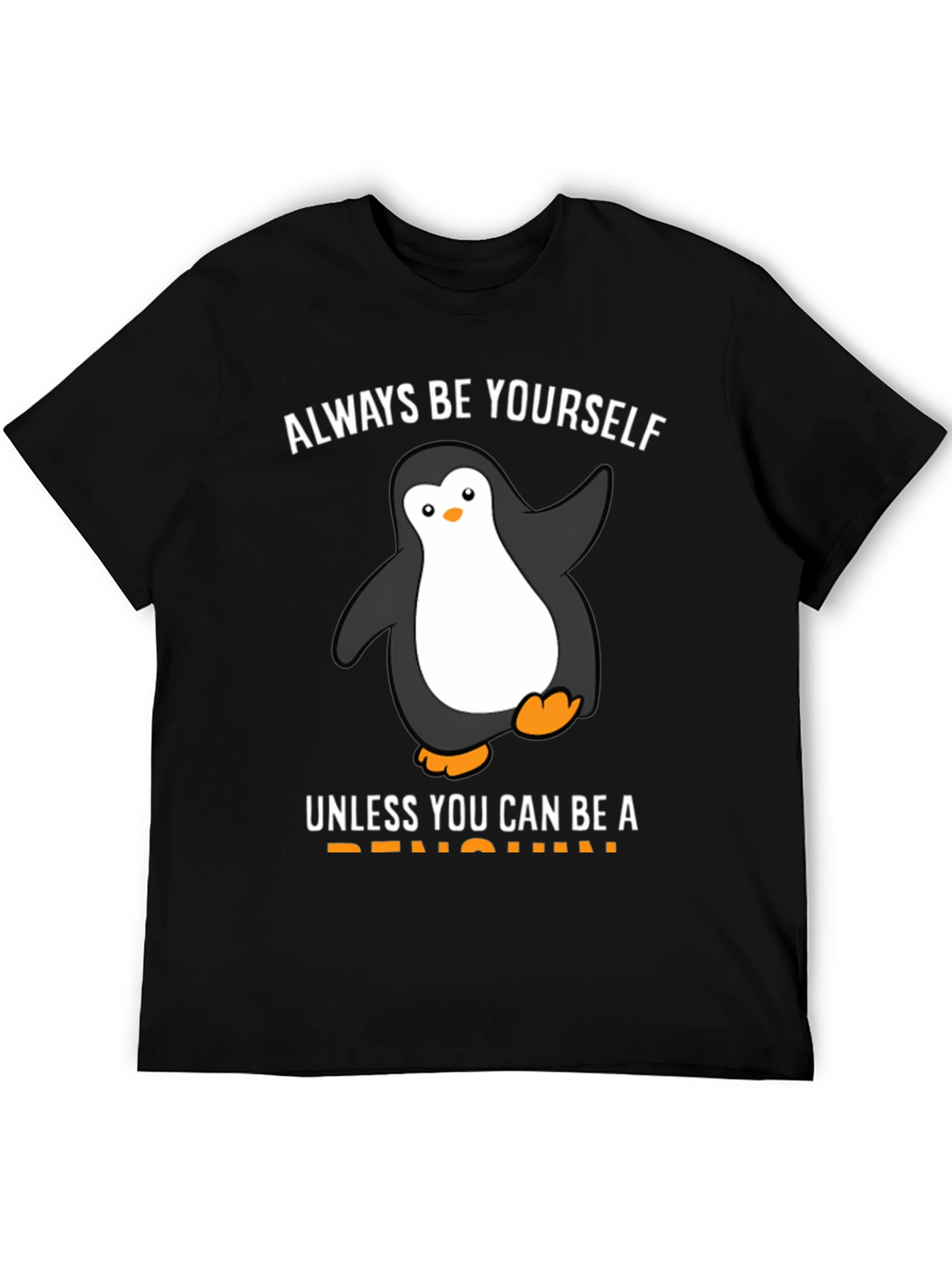 Black Funny Penguin Graphic T-Shirt - Be Yourself! view 5