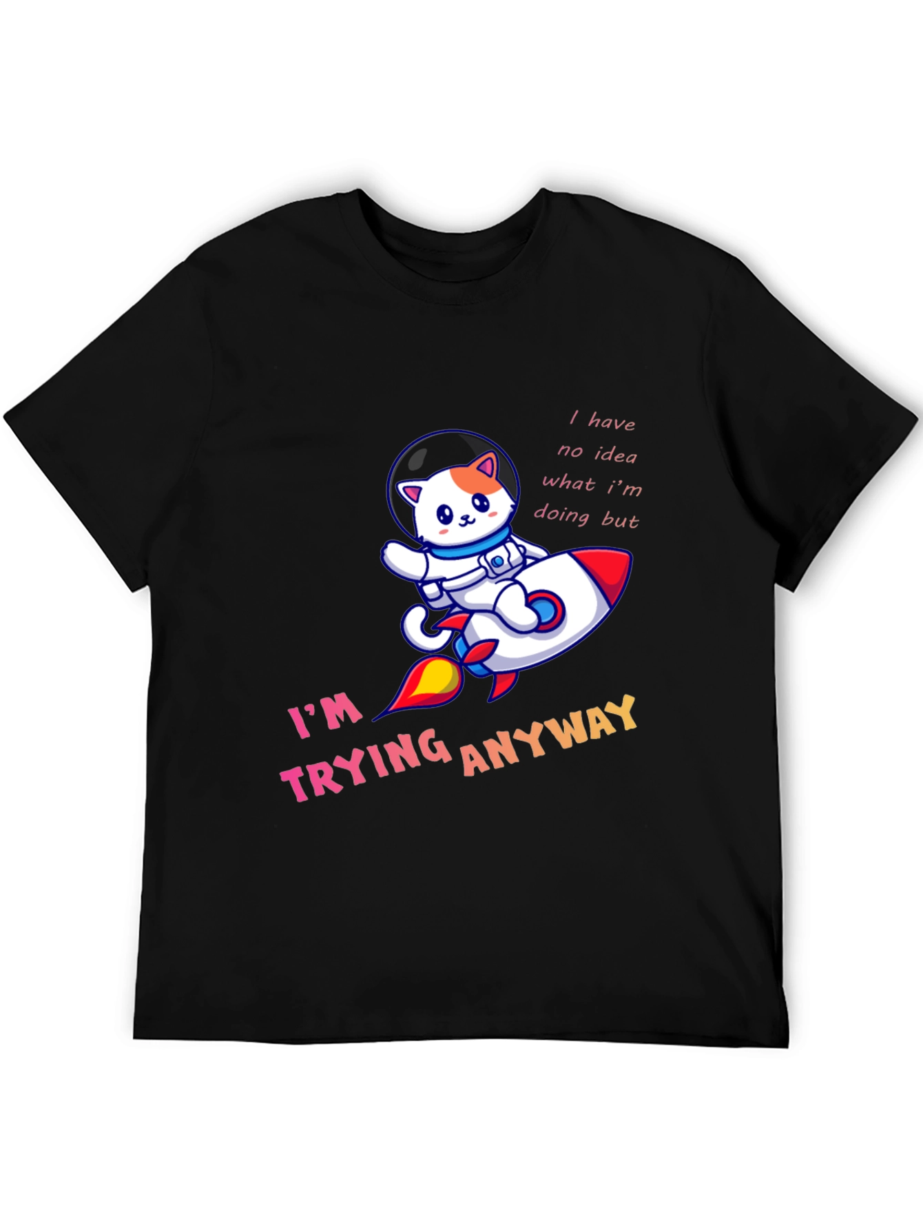 Black Cat Astronaut T-Shirt - "I'm Trying Anyway" view 5